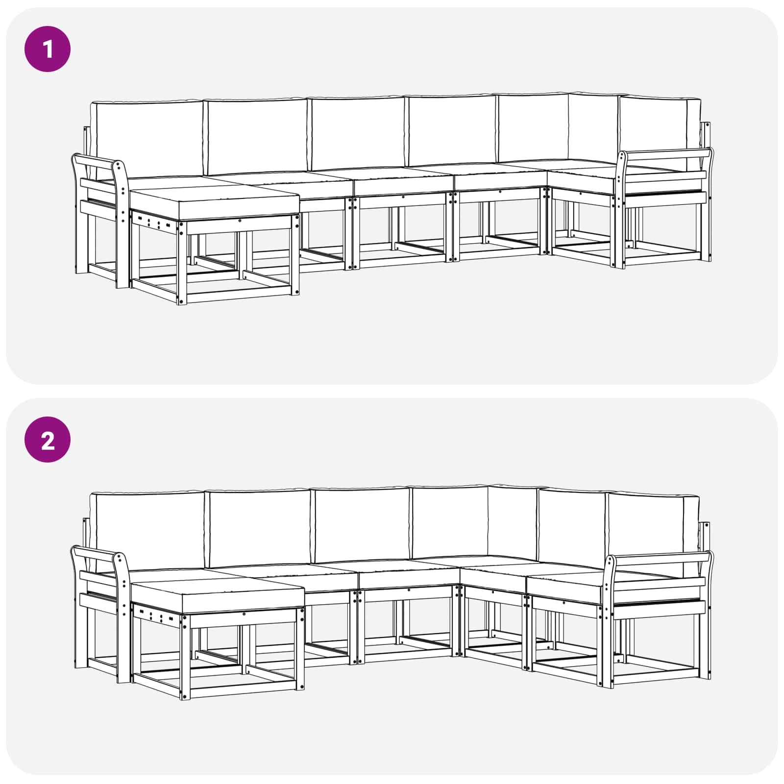 Set vanjskih sofa s jastukom 7 pcs Bijela i bež Poliester