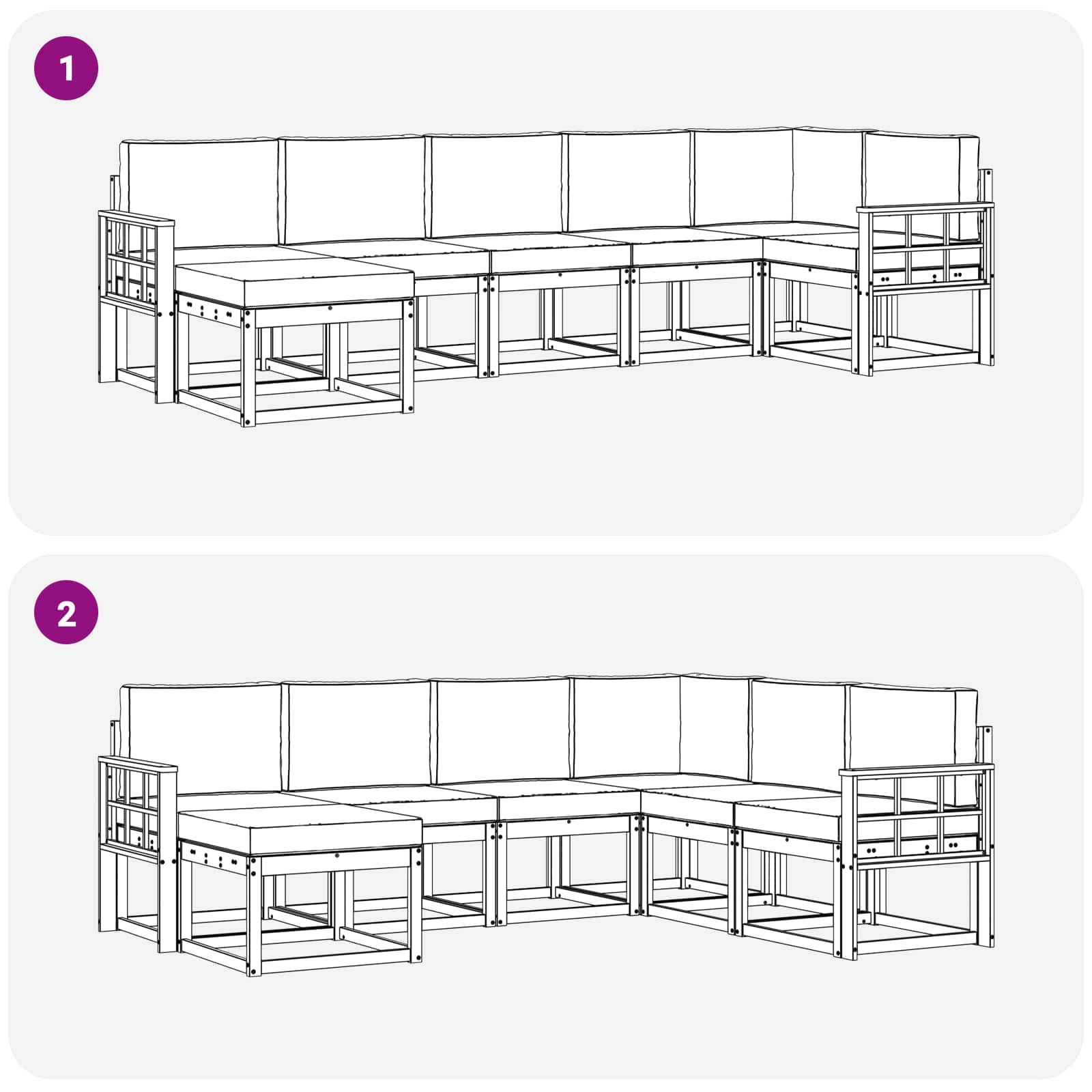 Set vanjskih sofa s jastukom 7 pcs Bijela i krem Poliester