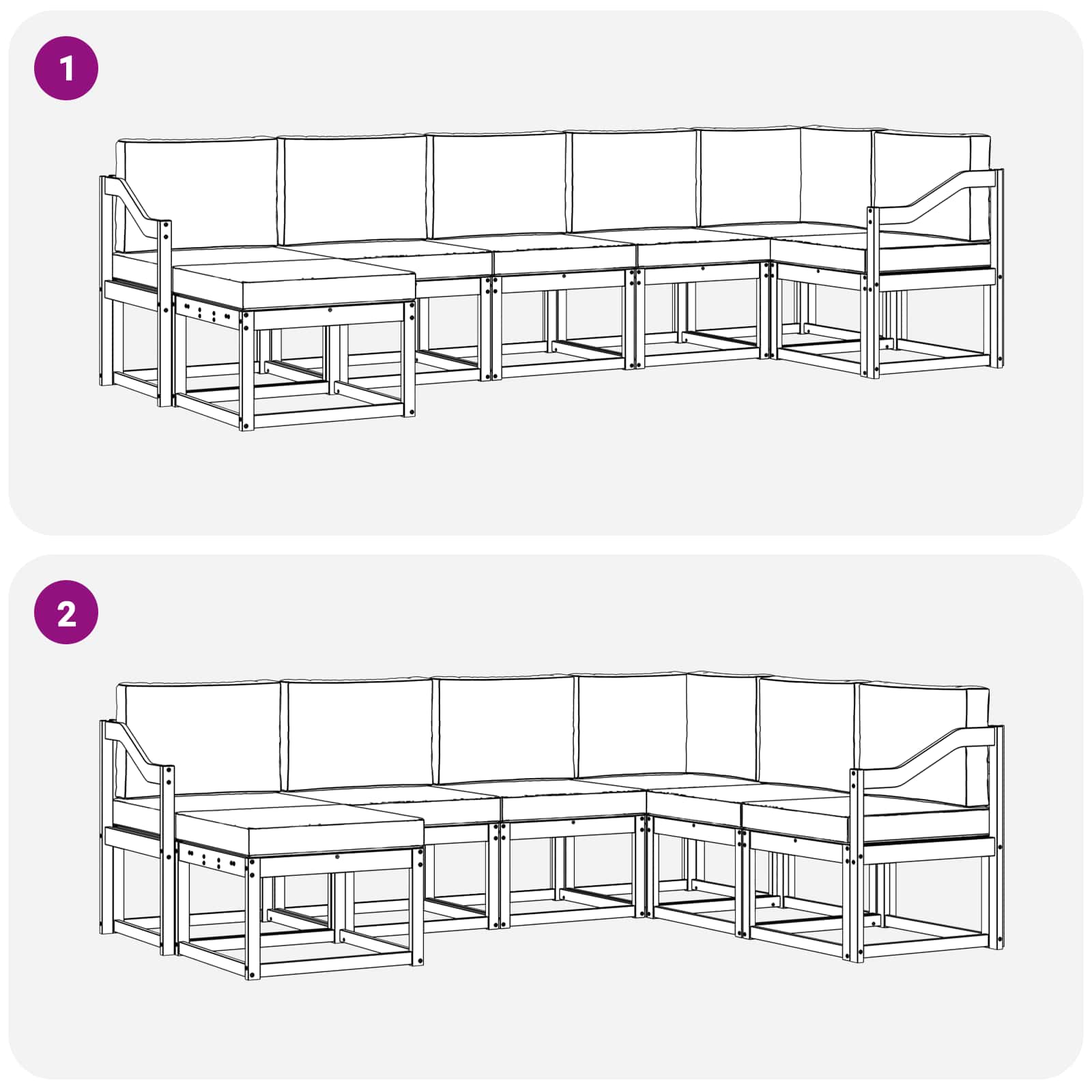 Set vanjskih sofa s jastukom 7 pcs Bijela i krem Poliester