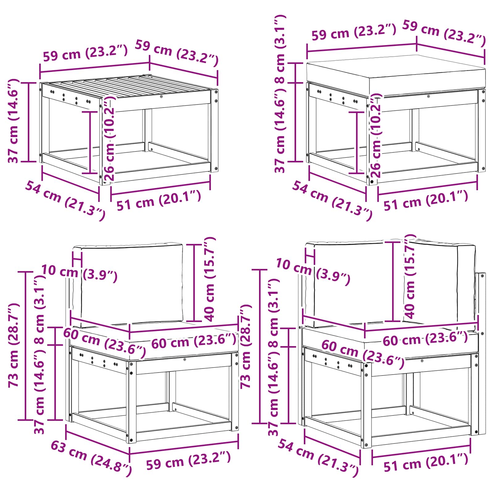 Set vanjskih sofa 8 pcs Bijela i svjetlosiva