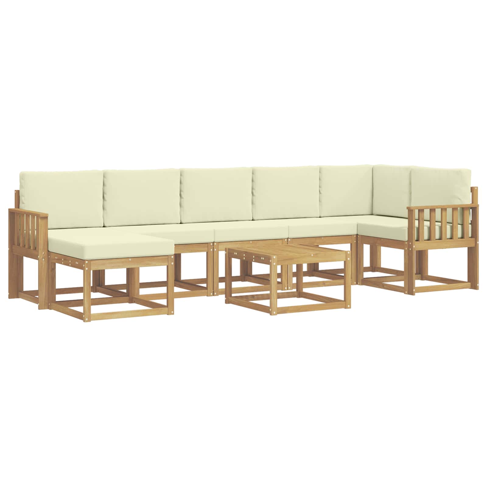 Set vanjskih sofa s jastukom 8 pcs Bijela i krem Poliester