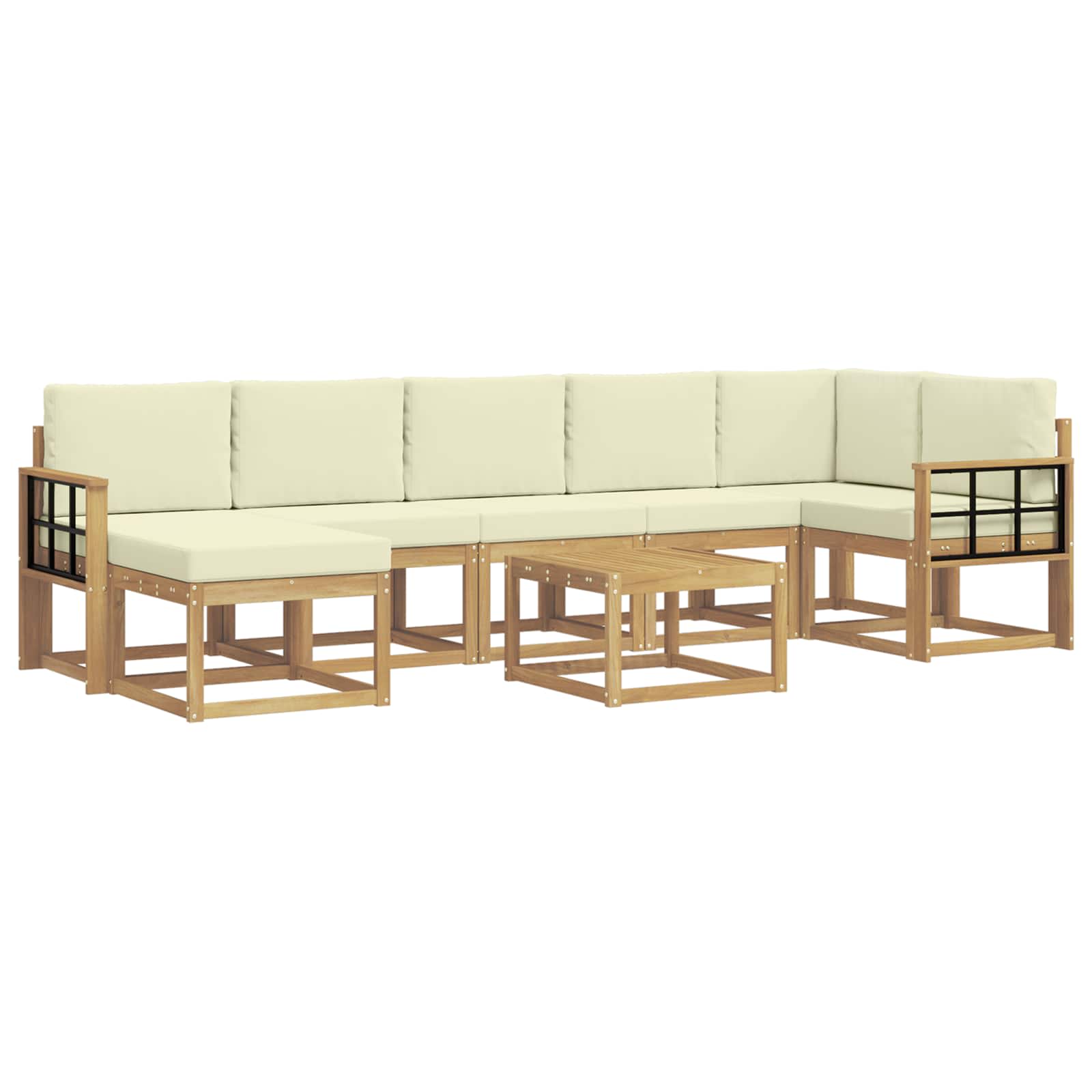 Set vanjskih sofa s jastukom 8 pcs Bijela i krem Poliester