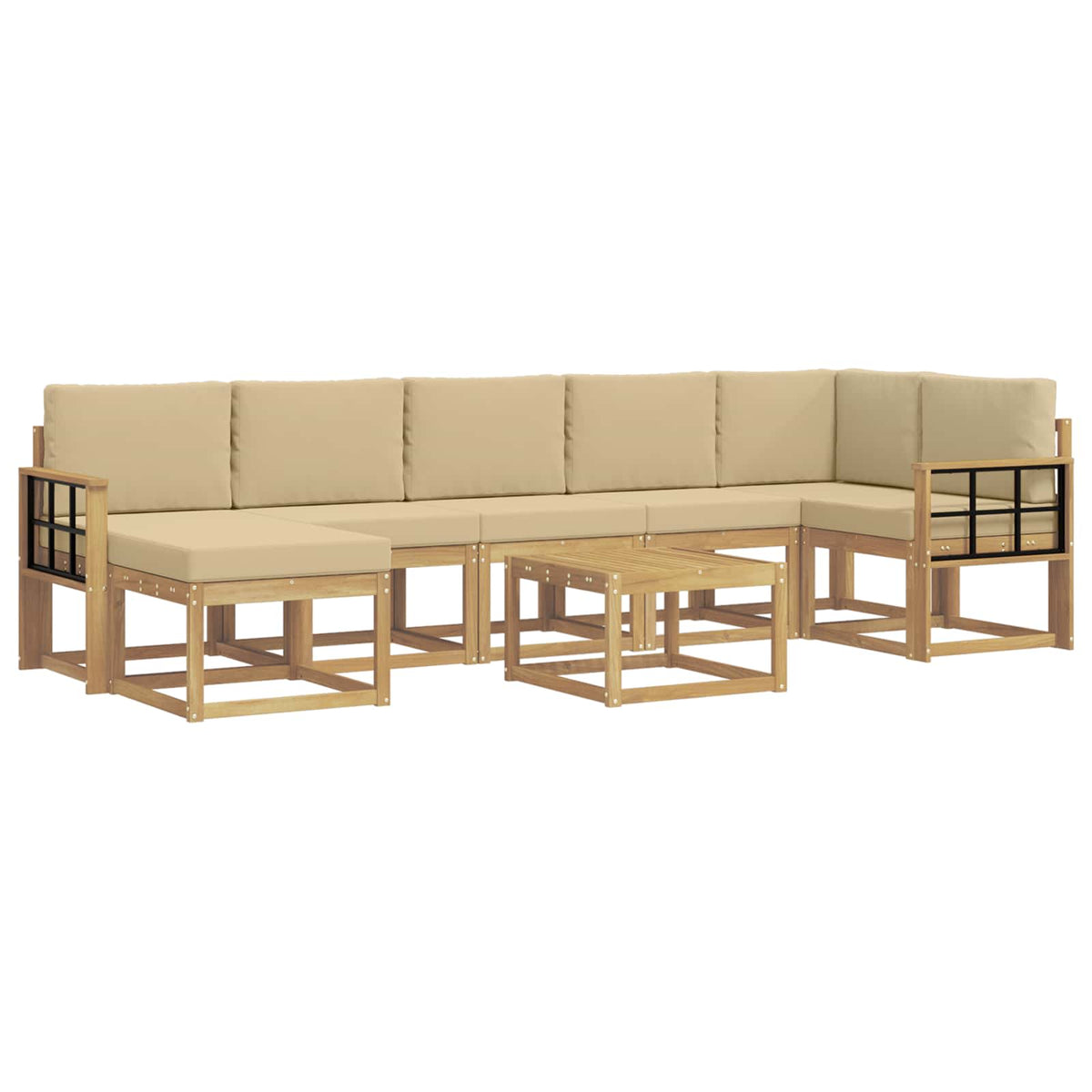 Set vanjskih sofa 8 kom. Bijela i bež Poliester