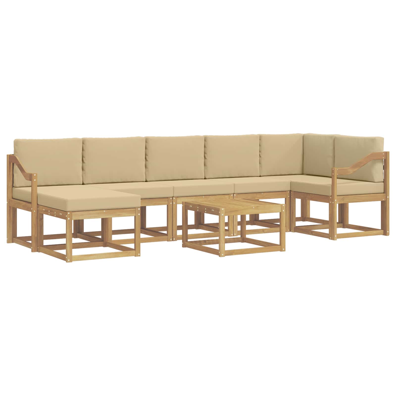Set vanjskih sofa 8 kom. Bijela i bež Poliester