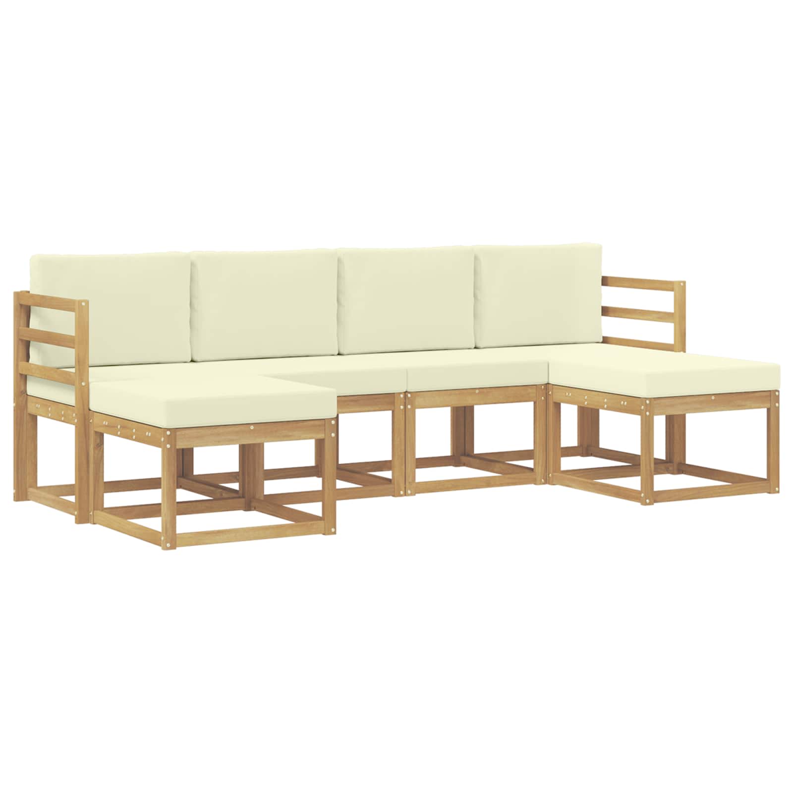 Set vanjskih sofa s jastukom 6 pcs Prirodna i krem Poliester
