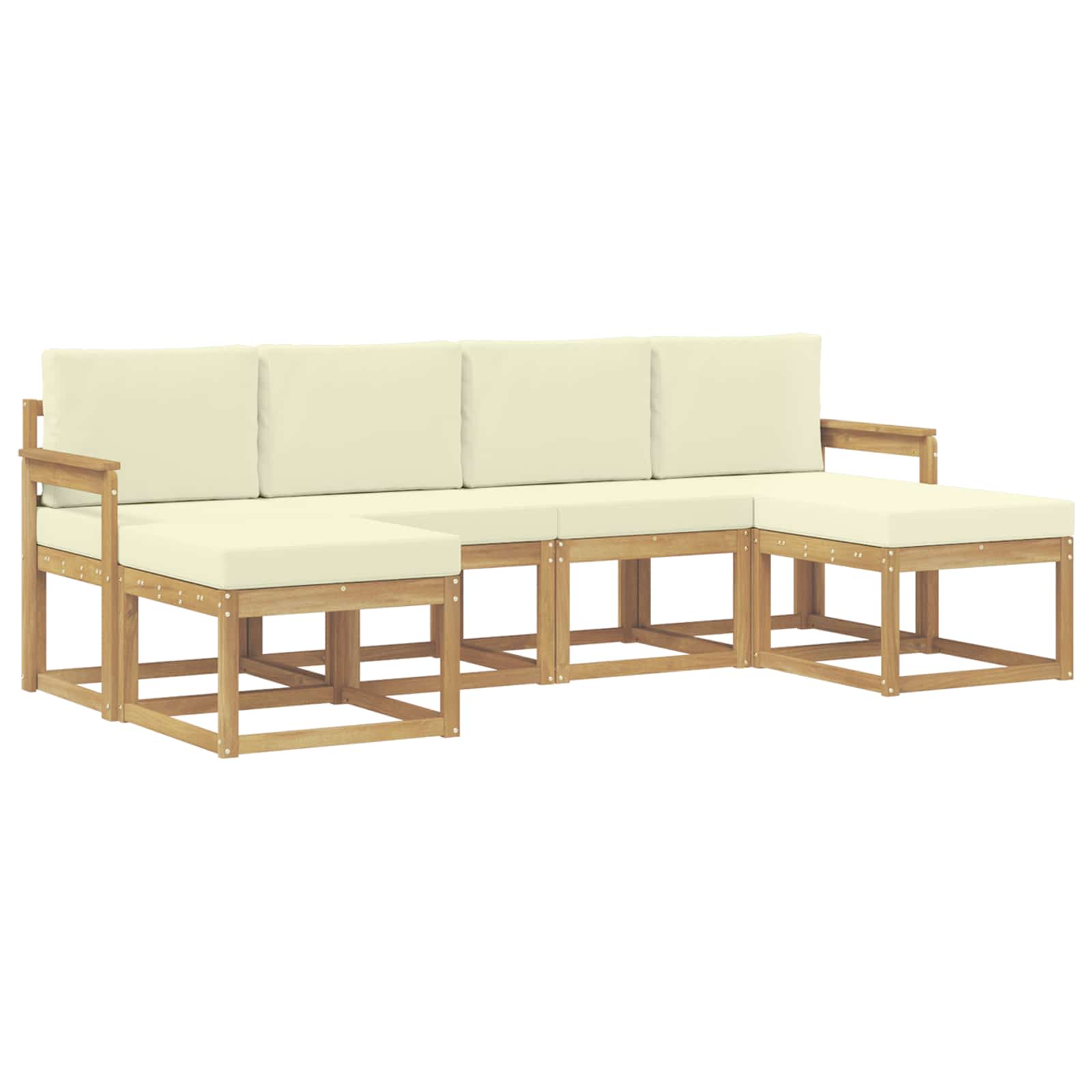 Set vanjskih sofa s jastukom 6 pcs Bijela i krem Poliester
