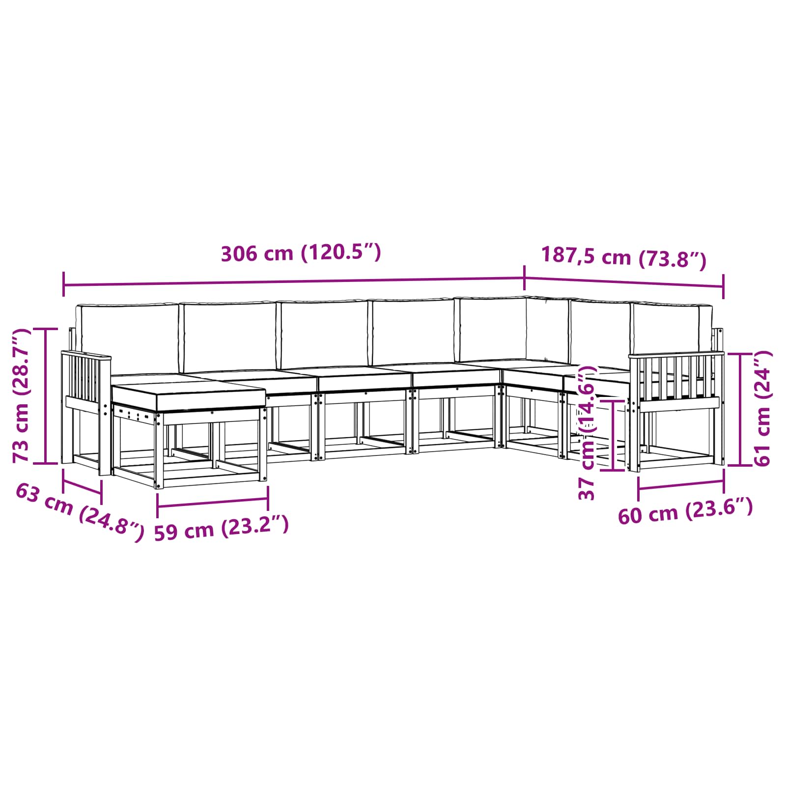 Set vanjskih sofa s jastukom 8 pcs Bijela i krem