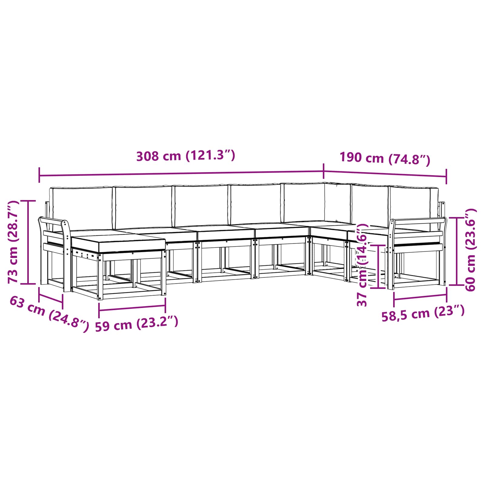 Set vanjskih sofa s jastukom 8 pcs Bijela i bež