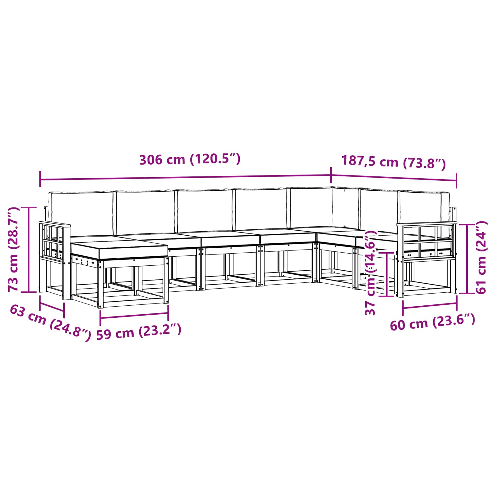 Set vanjskih sofa s jastukom 8 pcs Bijela i svjetlosiva