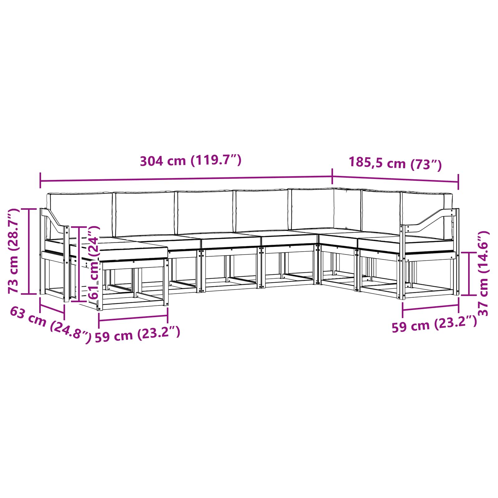 Set vanjskih sofa s jastukom 8 pcs Bijela i krem