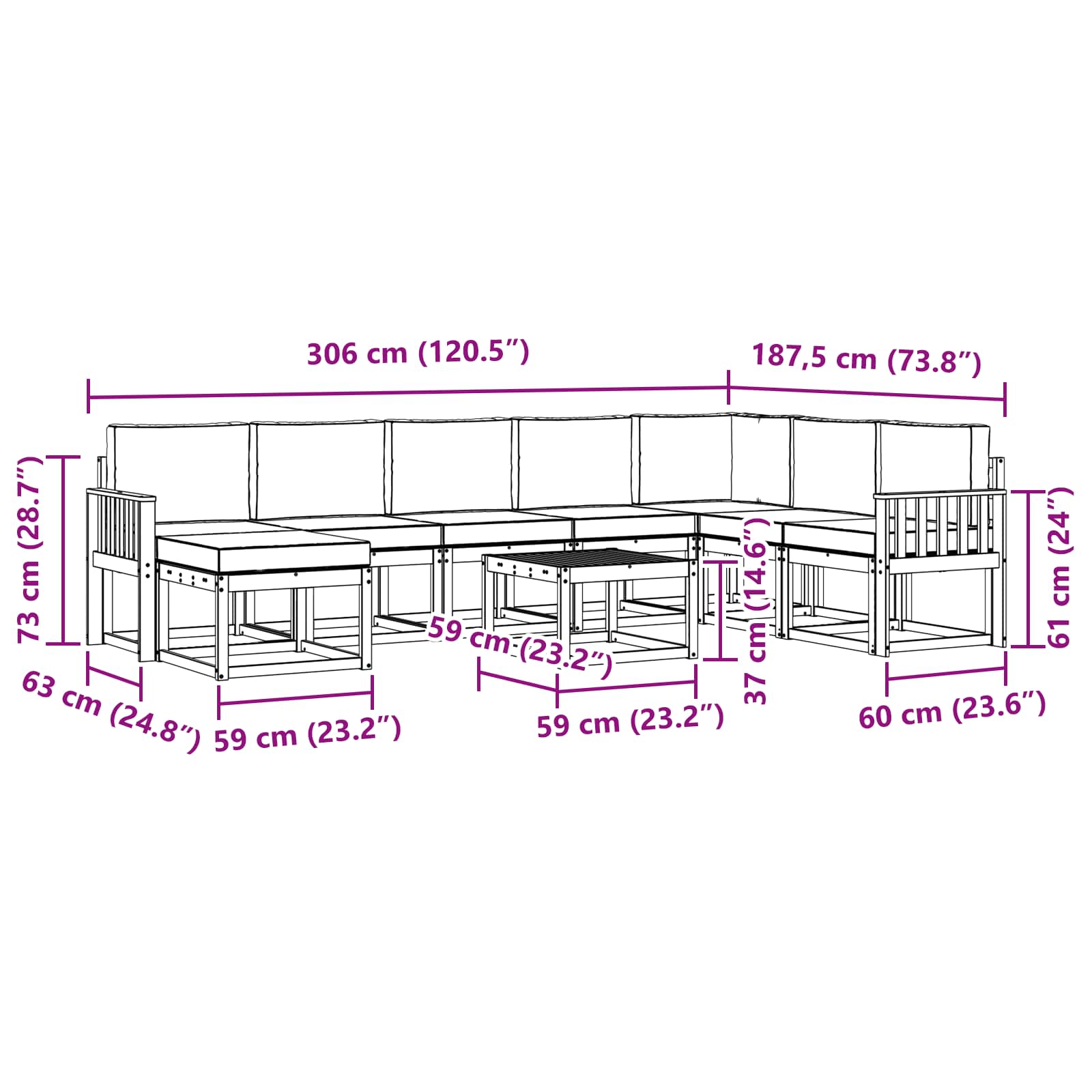 Set vanjskih sofa s jastukom 9 pcs Bijela i antracit