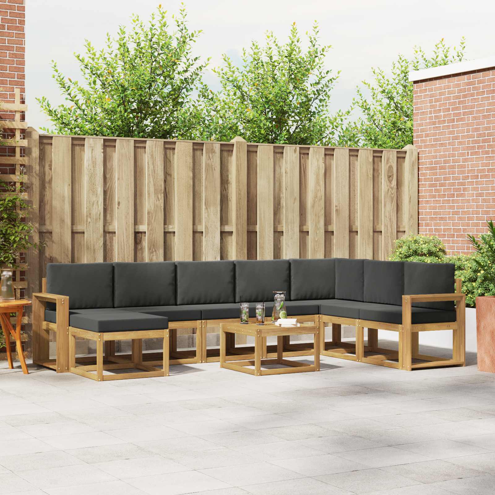 Set vanjskih sofa s jastukom 9 pcs Bijela i antracit