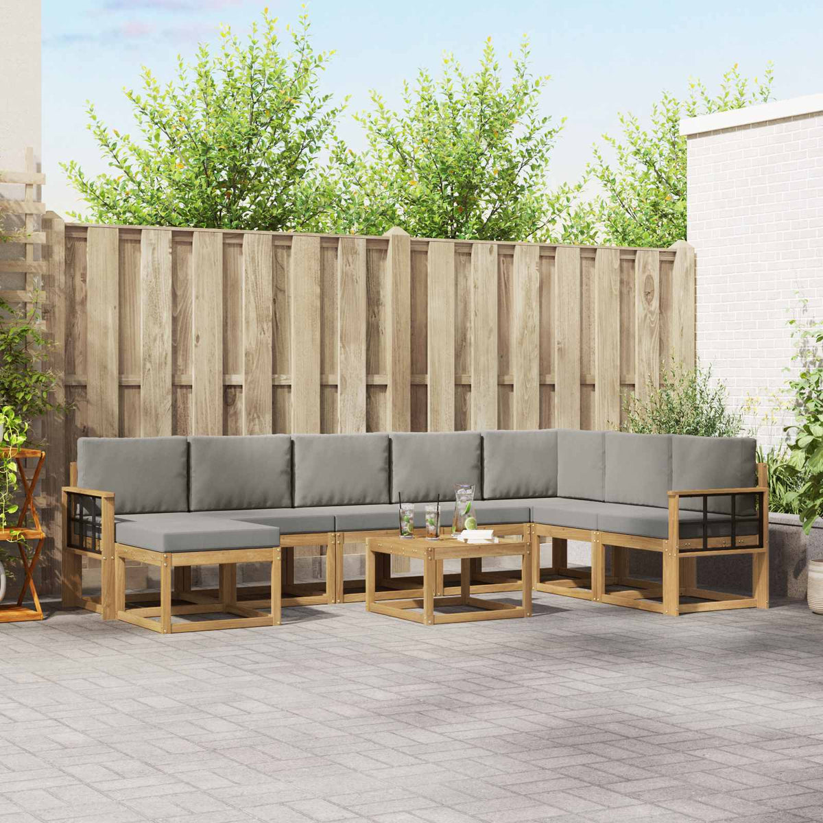 Set vanjskih sofa 9 kom. Bijela i svjetlosiva