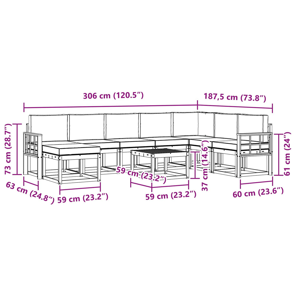 Set vanjskih sofa 9 kom. Bijela i svjetlosiva