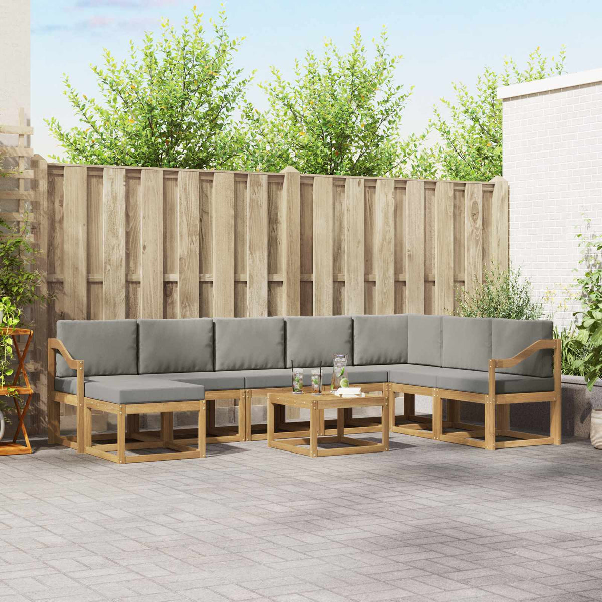 Set vanjskih sofa 9 kom. Bijela i svjetlosiva