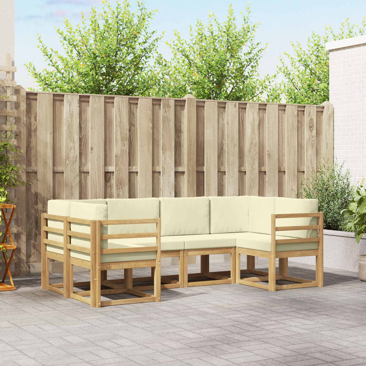 Set vanjskih sofa 6 kom. Bijela i krem Smeđa 245 x 126,5 x 73 cm