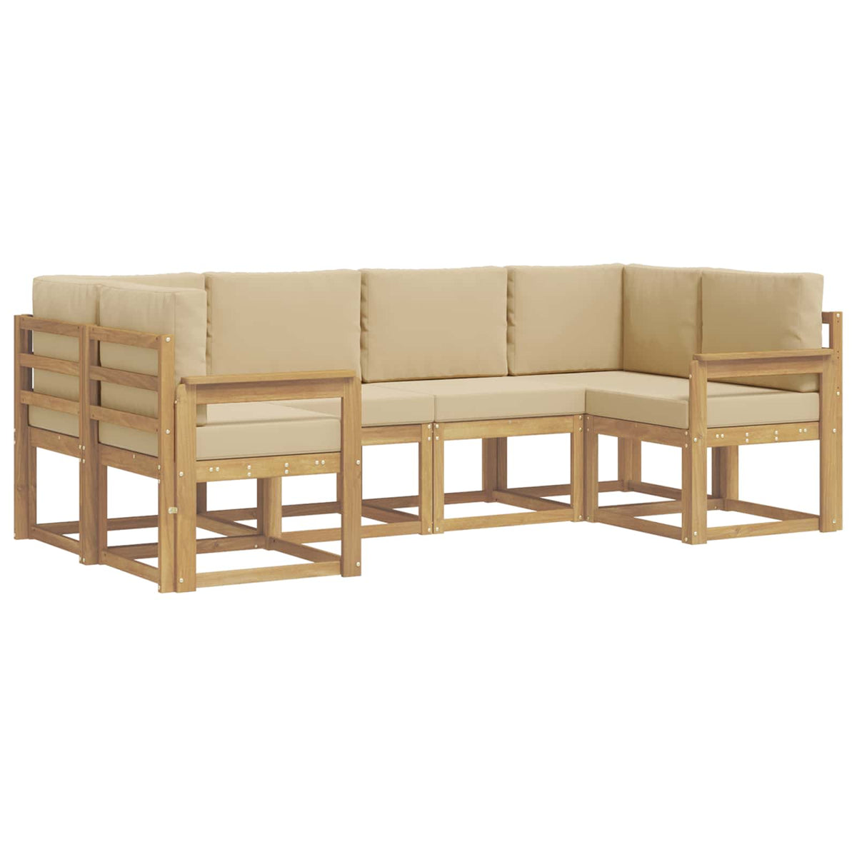 Set vanjskih sofa 6 kom. Bijela i bež Smeđa 245 x 128,5 x 73 cm