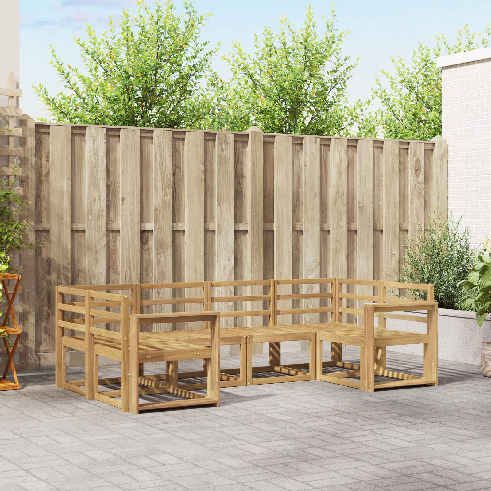 Set vanjskih sofa 6 pcs Bijela Čvrsto drvo akacije