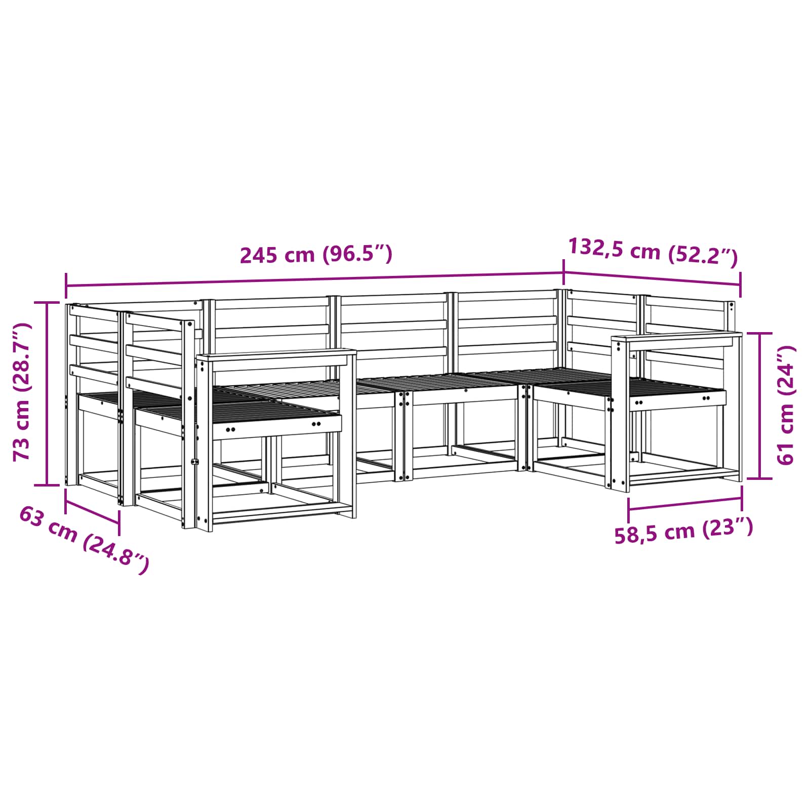 Set vanjskih sofa 6 pcs Bijela Čvrsto drvo akacije