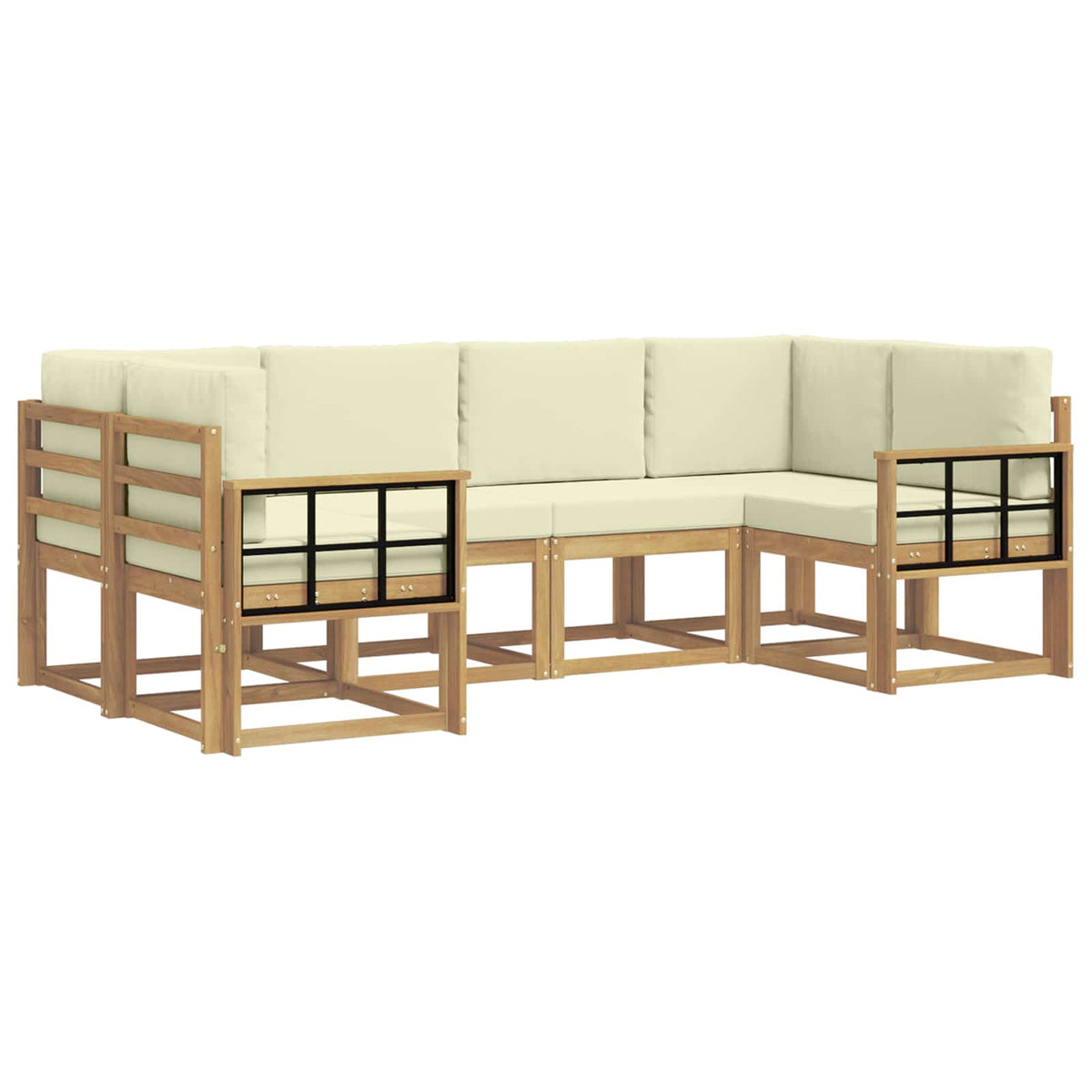Set vanjskih sofa 6 kom. Bijela i krem Smeđa 245 x 128,5 x 73 cm