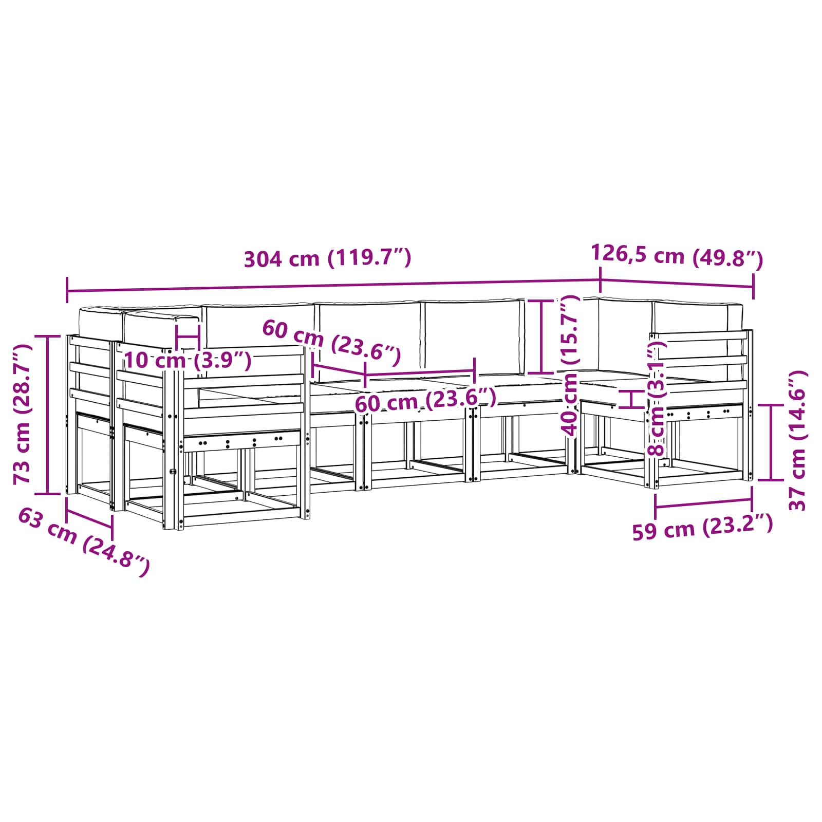 Set vanjskih sofa 7 kom. Bijela i bež