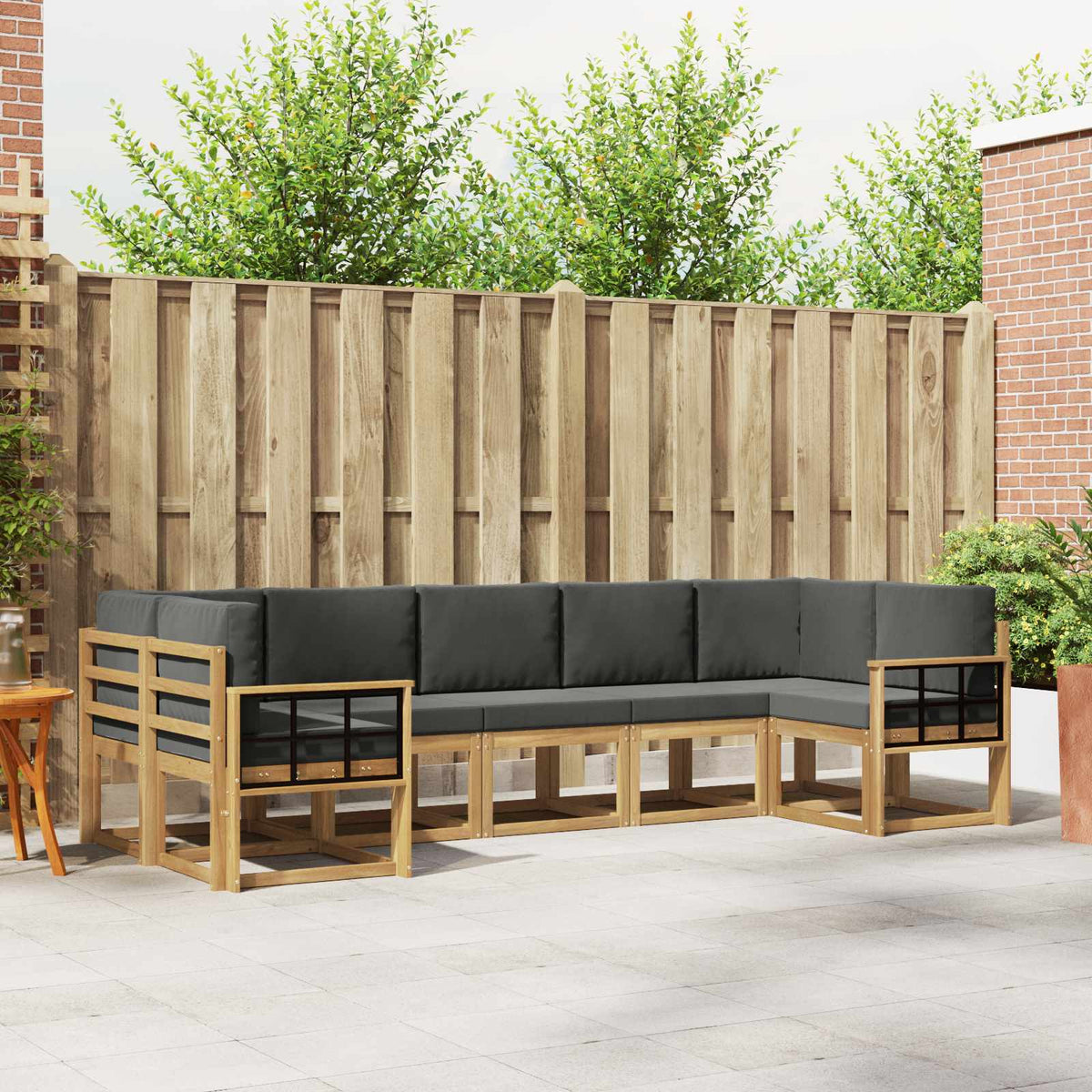 Set vanjskih sofa 7 kom. Bijela i antracit Smeđa 304 x 128,5 x 73 cm