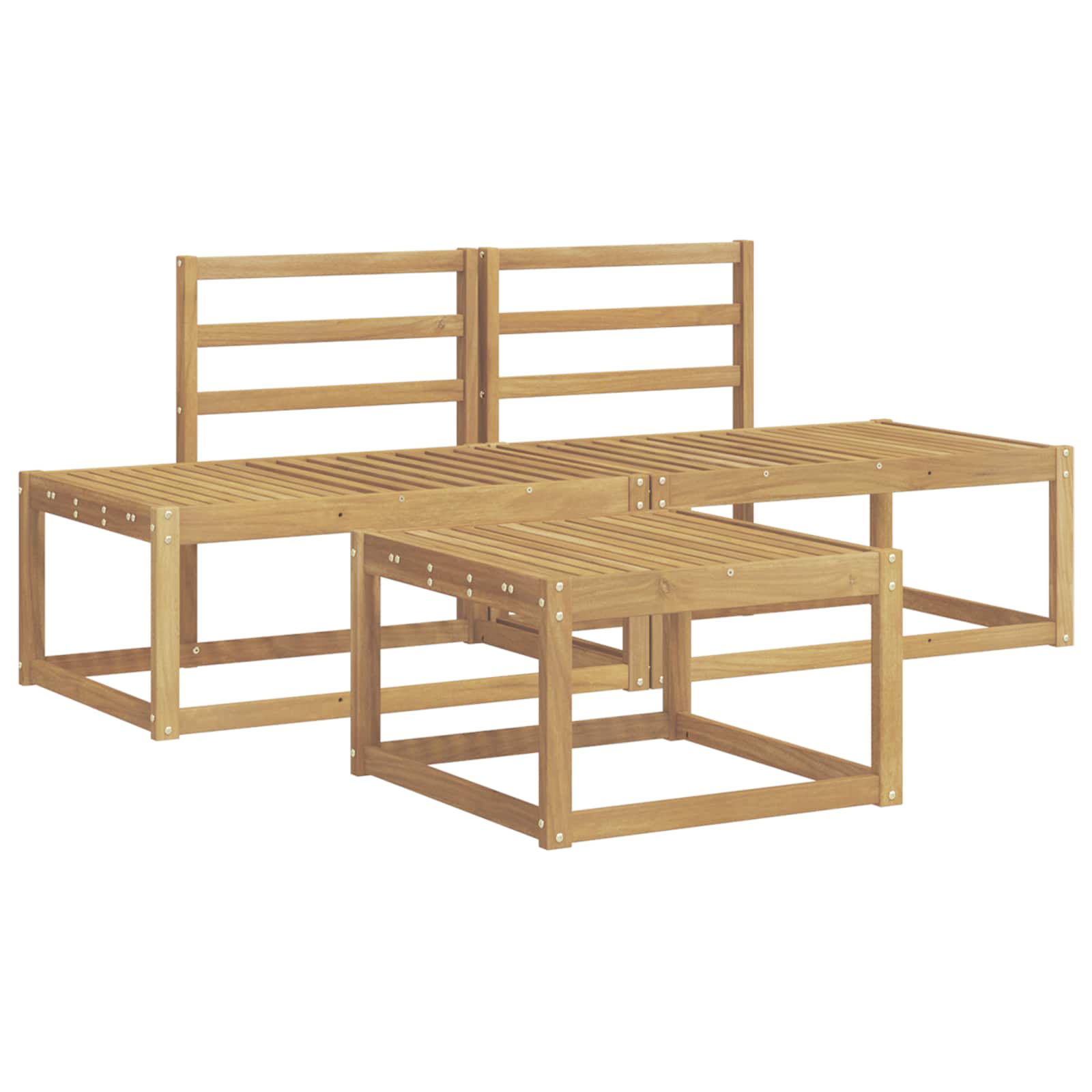 Set vanjskih sofa 3 pcs Bijela Čvrsto drvo akacije