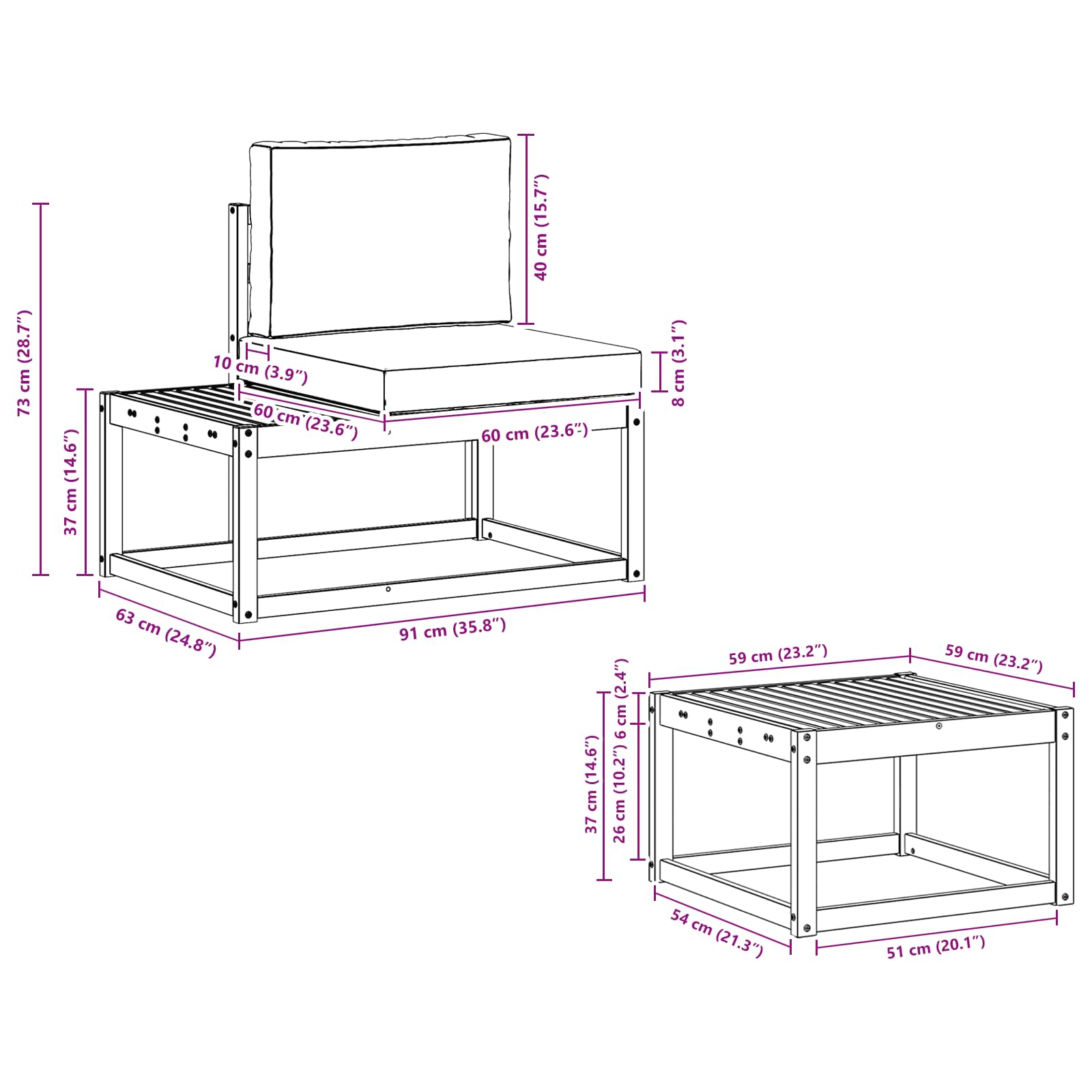 Set vanjskih sofa s jastukom 3 pcs Bijela i krem Poliester