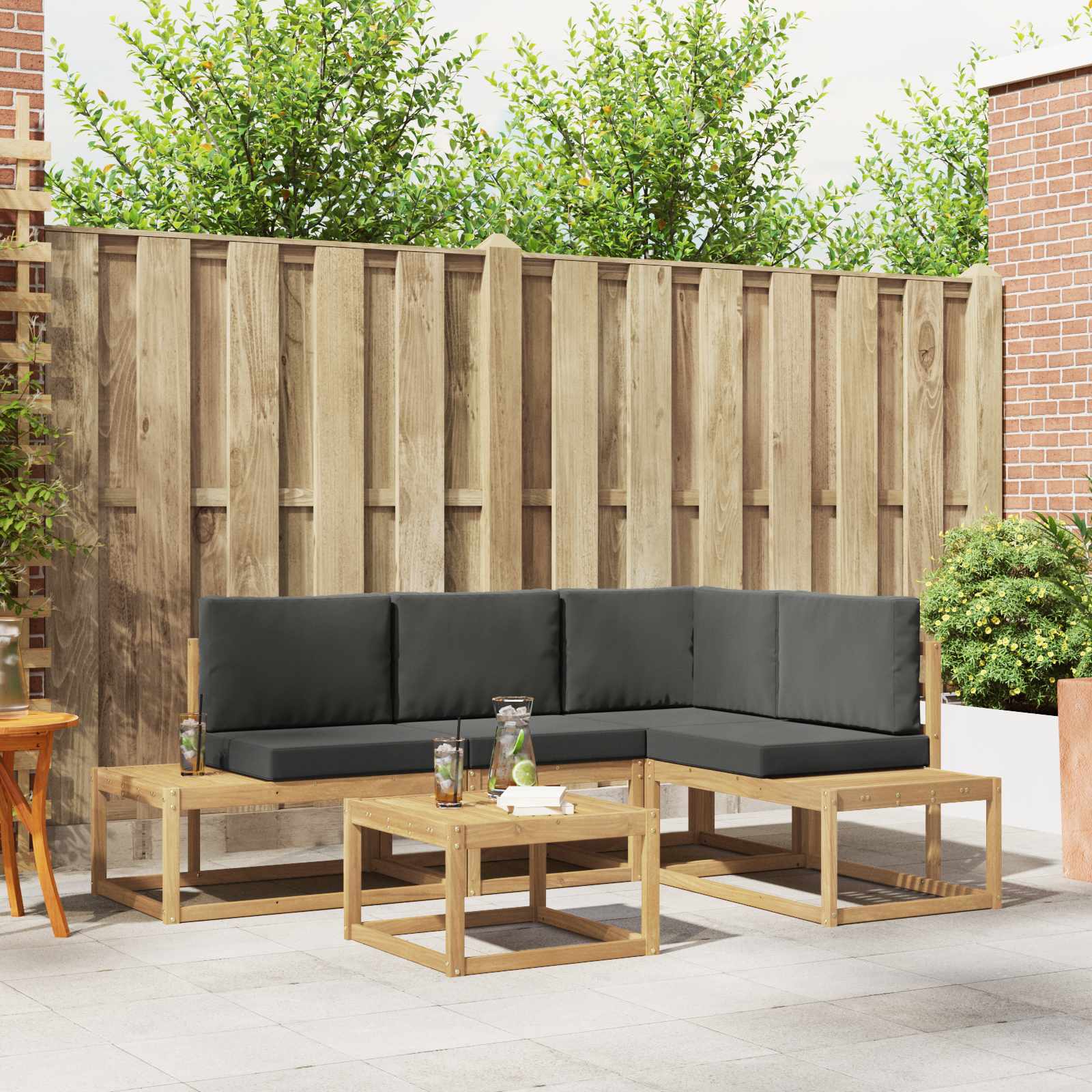 Set vanjskih sofa 4 Komad Bijela i antracit Poliester