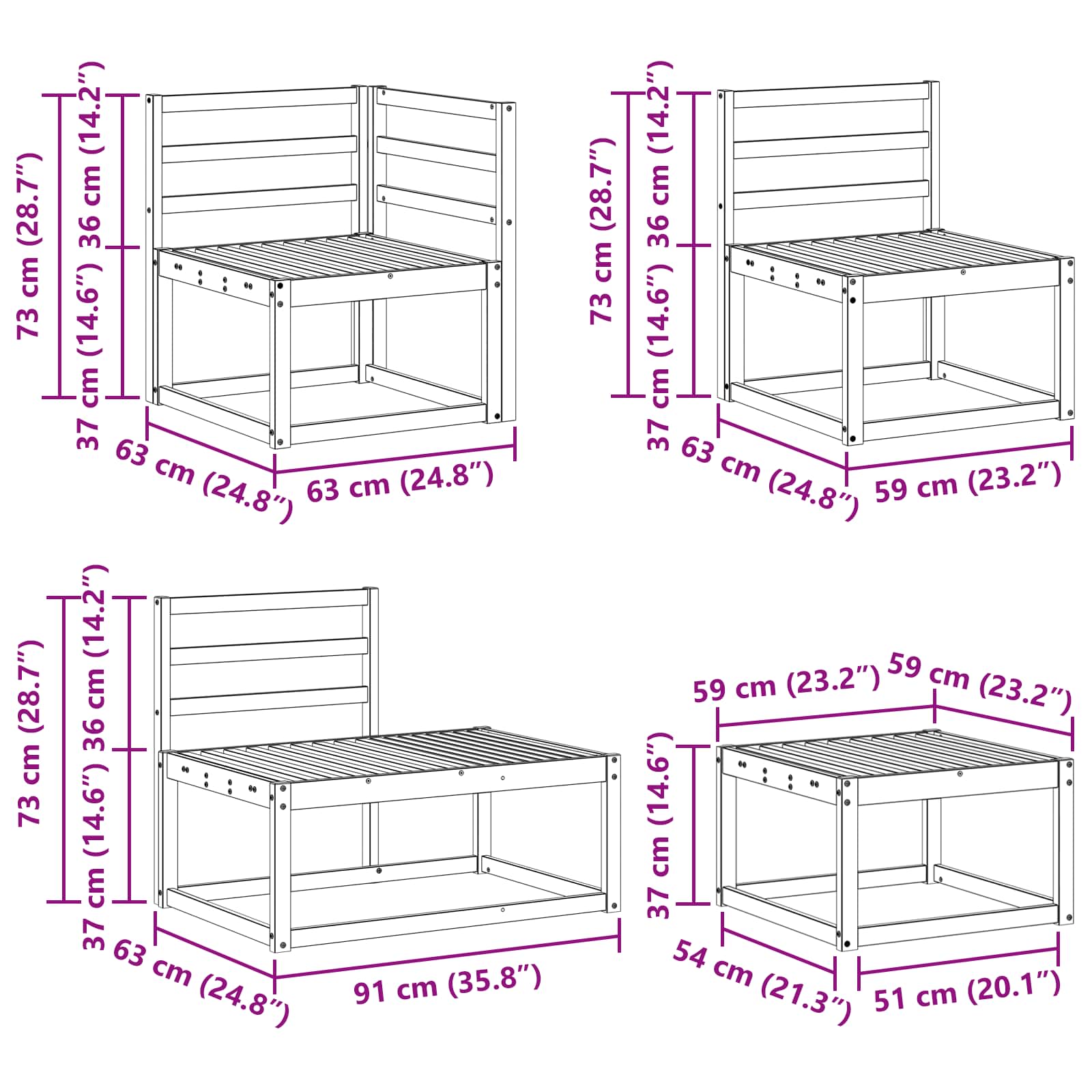 Set vanjskih sofa 7 Komad Bijela