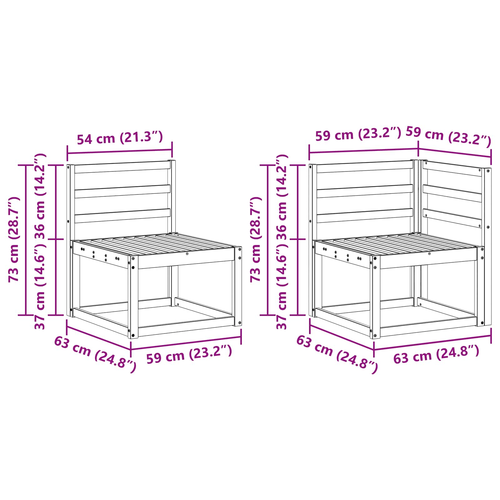 Set vanjskih sofa 9 pcs Bijela Čvrsto drvo akacije