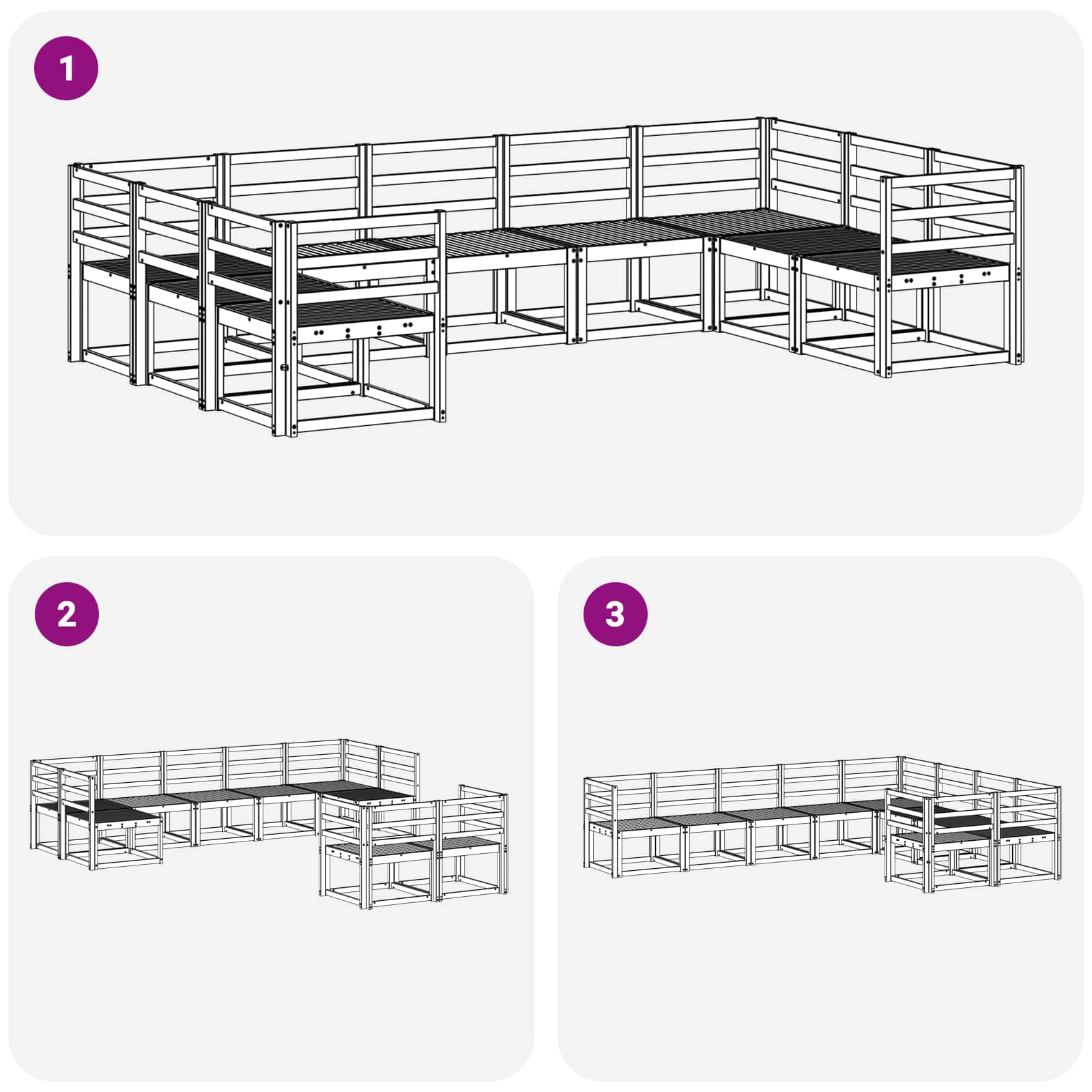 Set vanjskih sofa 9 pcs Bijela Čvrsto drvo akacije