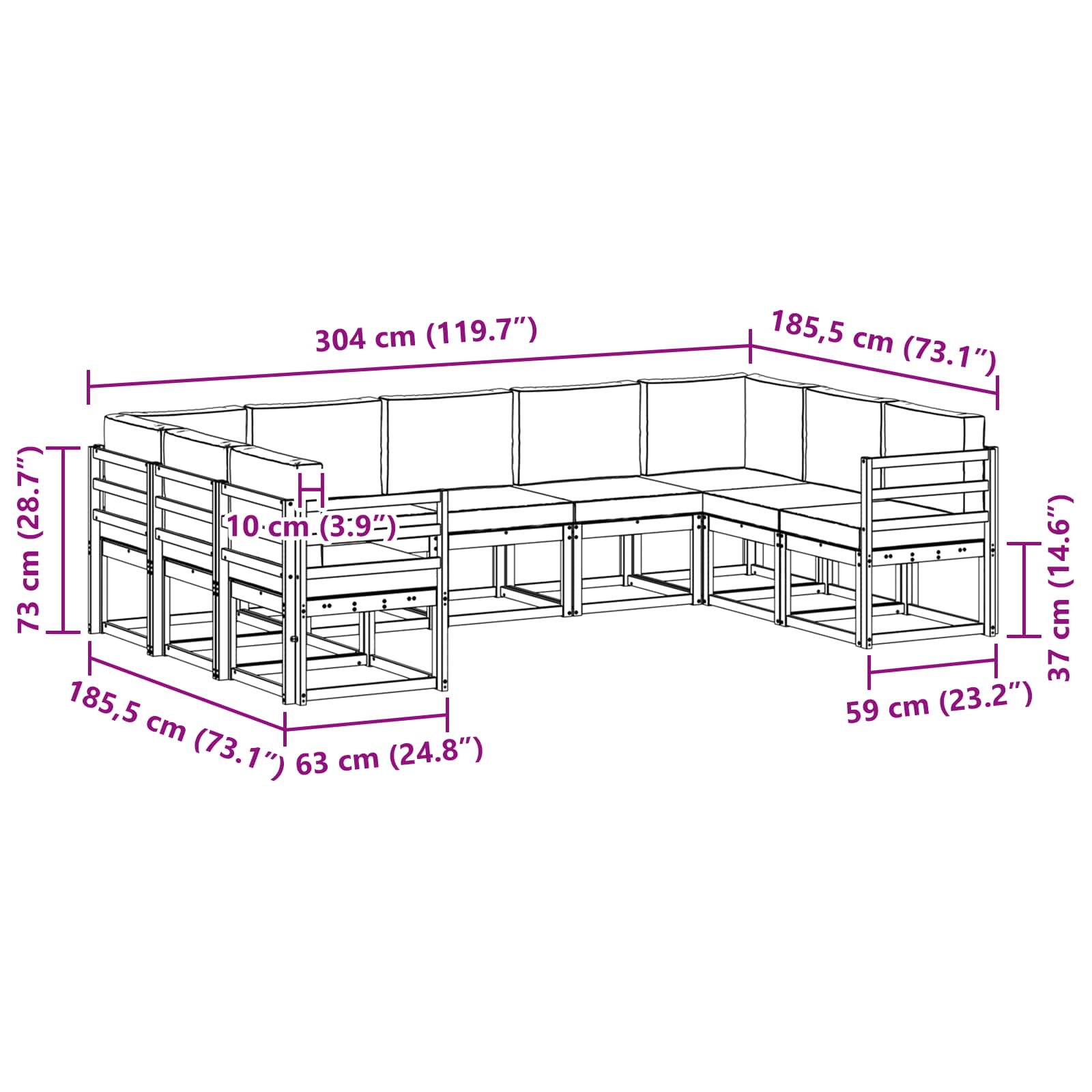 Set vanjskih sofa s jastukom 9 pcs Bijela i antracit