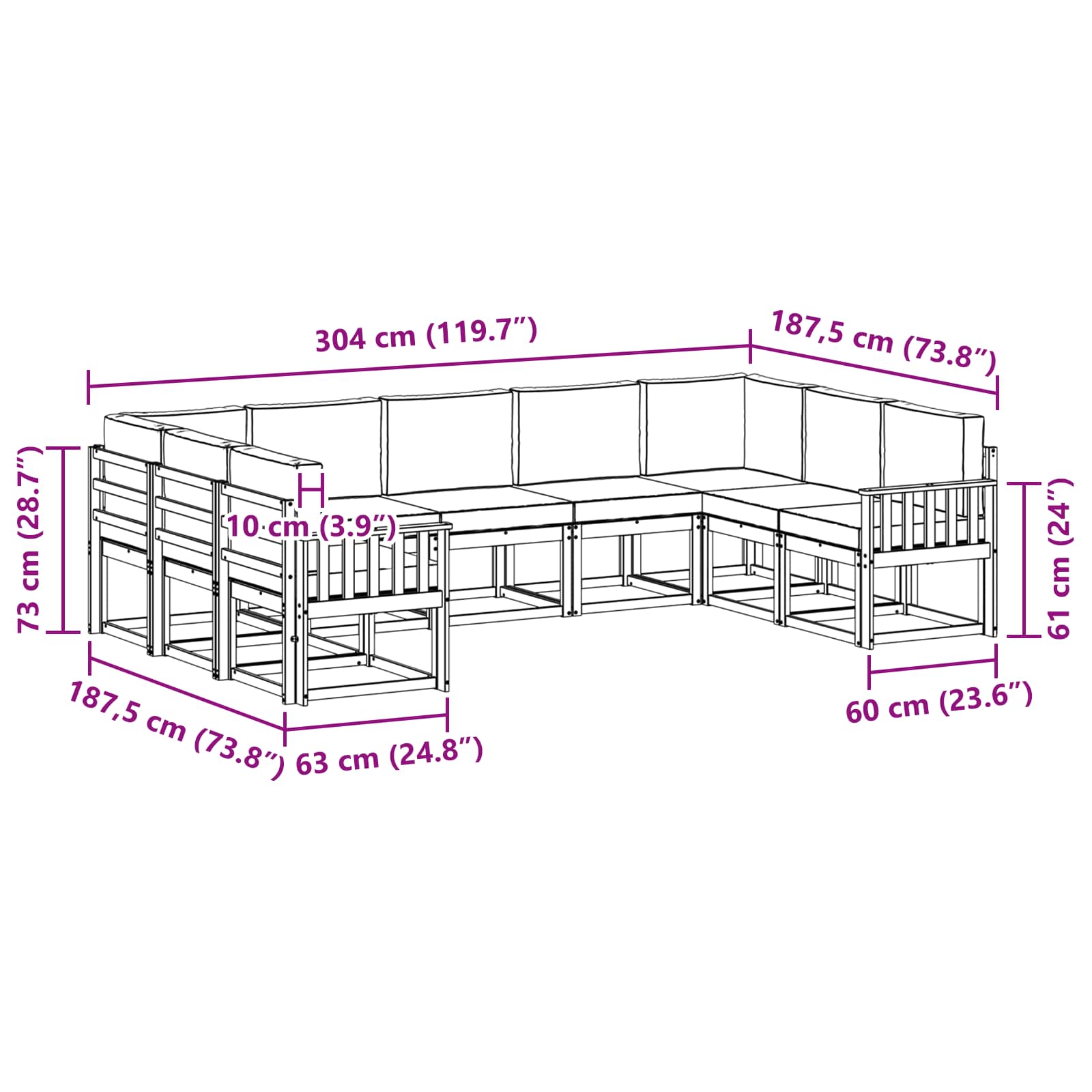 Set vanjskih sofa s jastukom 9 pcs Bijela i antracit