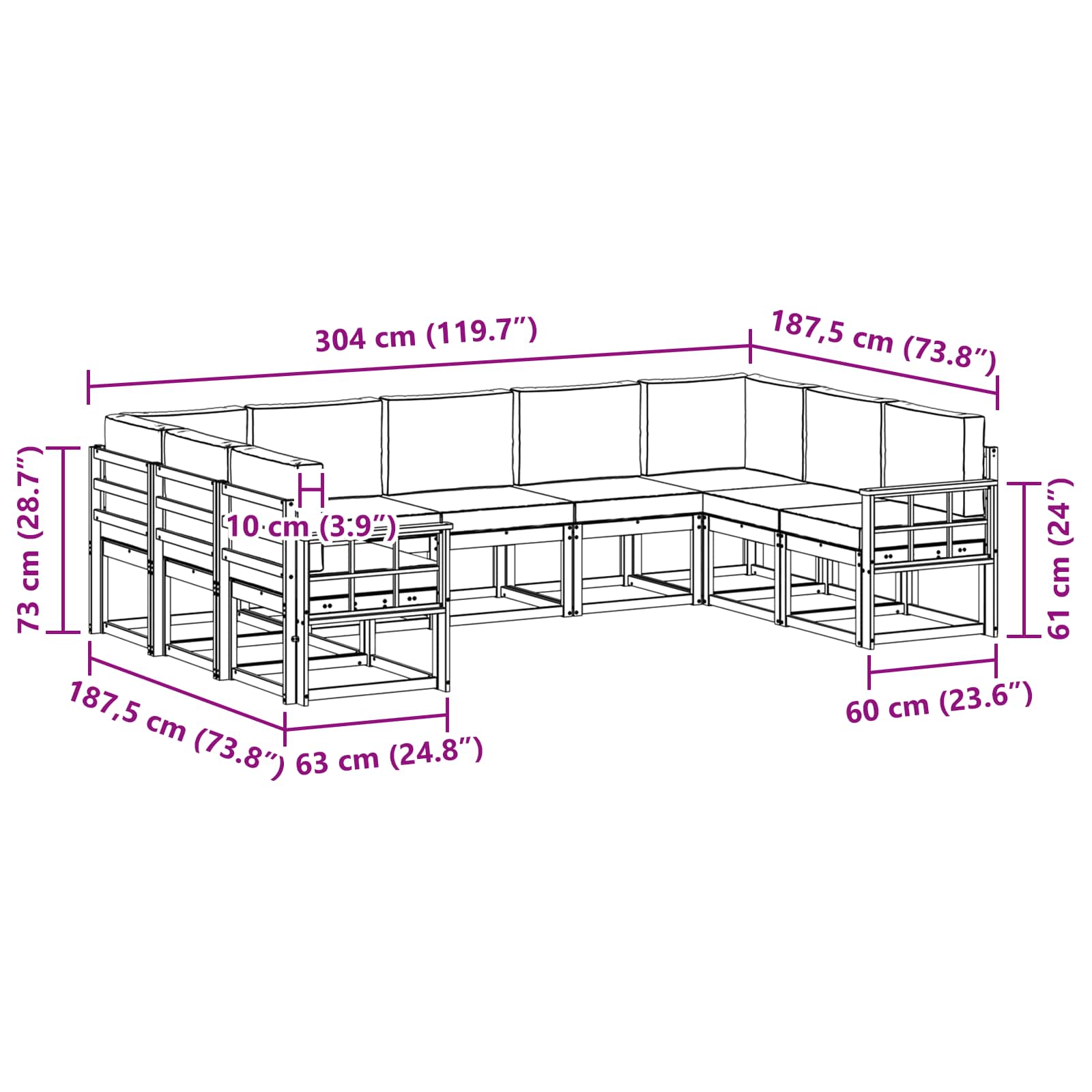 Set vanjskih sofa s jastukom 9 pcs Bijela i antracit