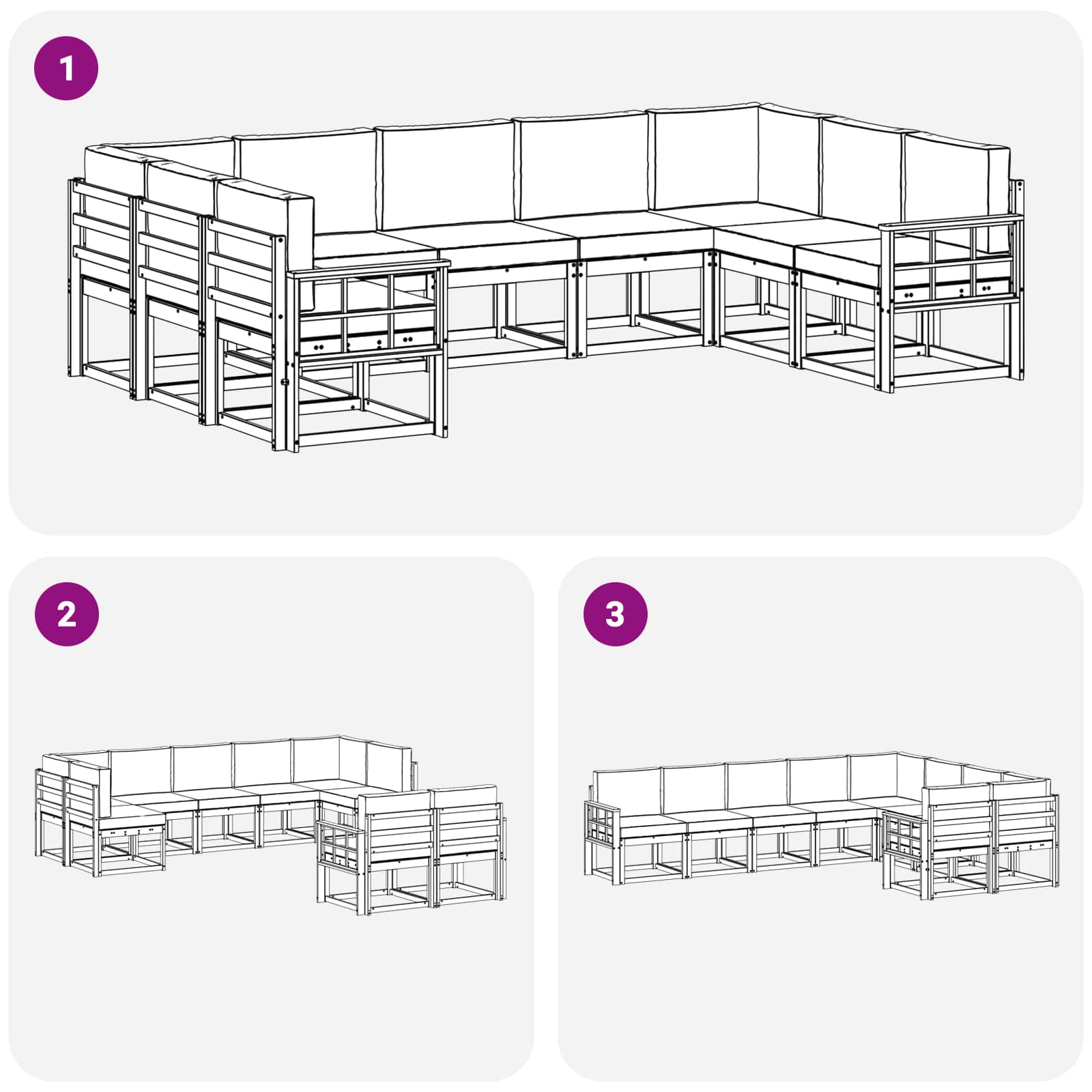 Set vanjskih sofa s jastukom 9 pcs Bijela i antracit