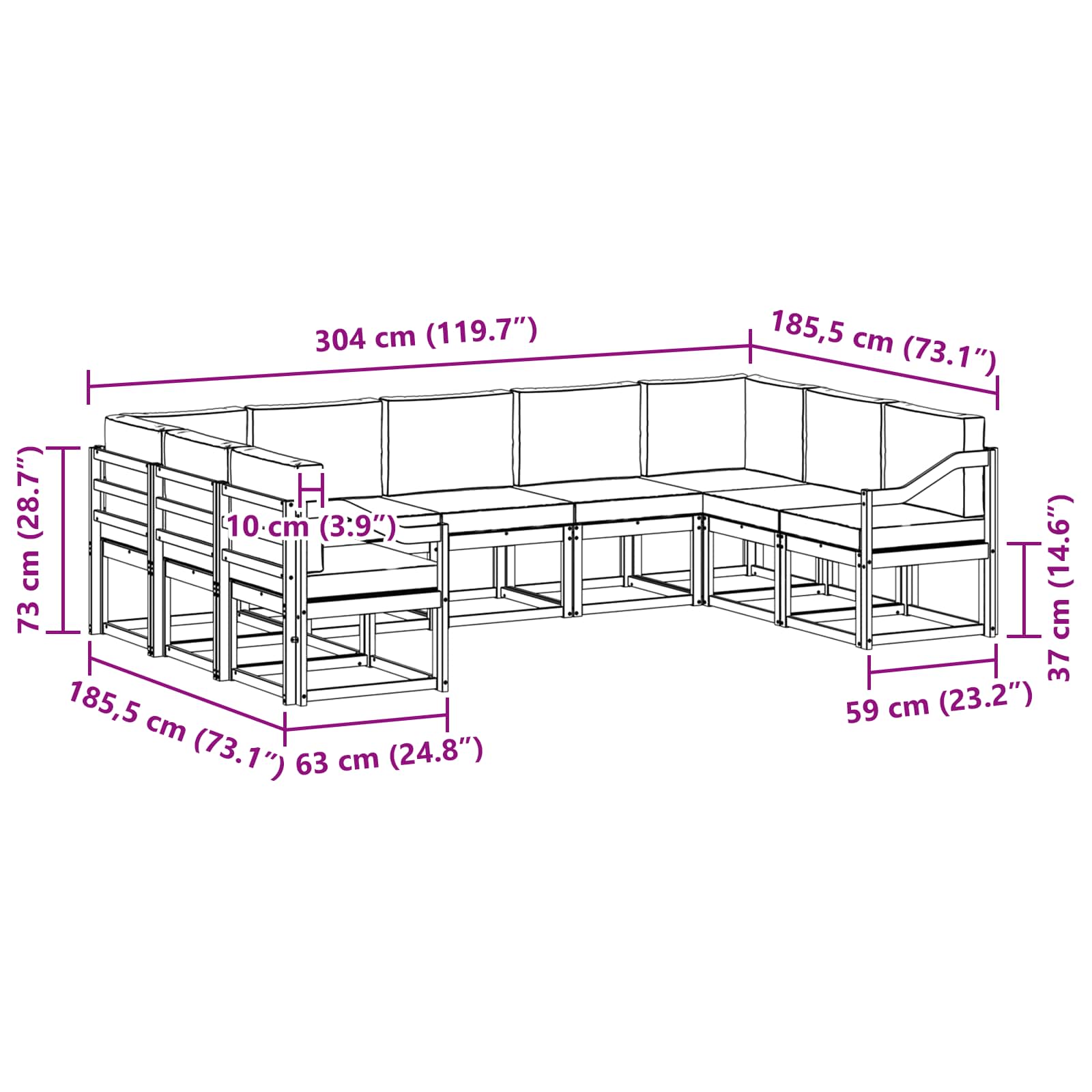 Set vanjskih sofa s jastukom 9 pcs Bijela i antracit