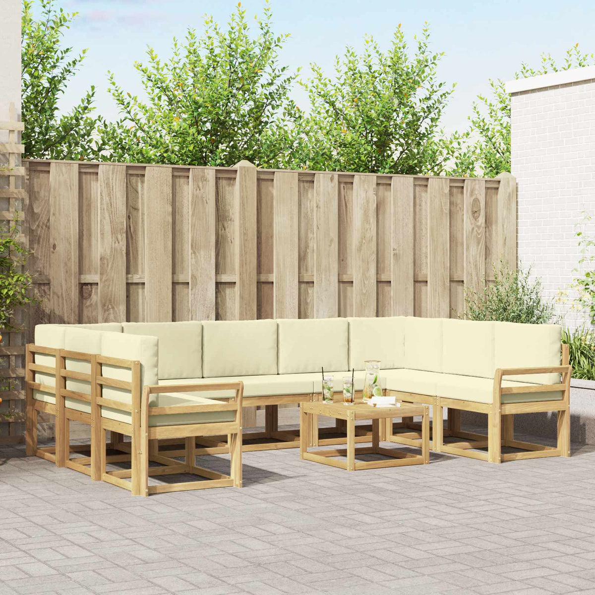Set vanjskih sofa 10 kom. Bijela i krem Poliester