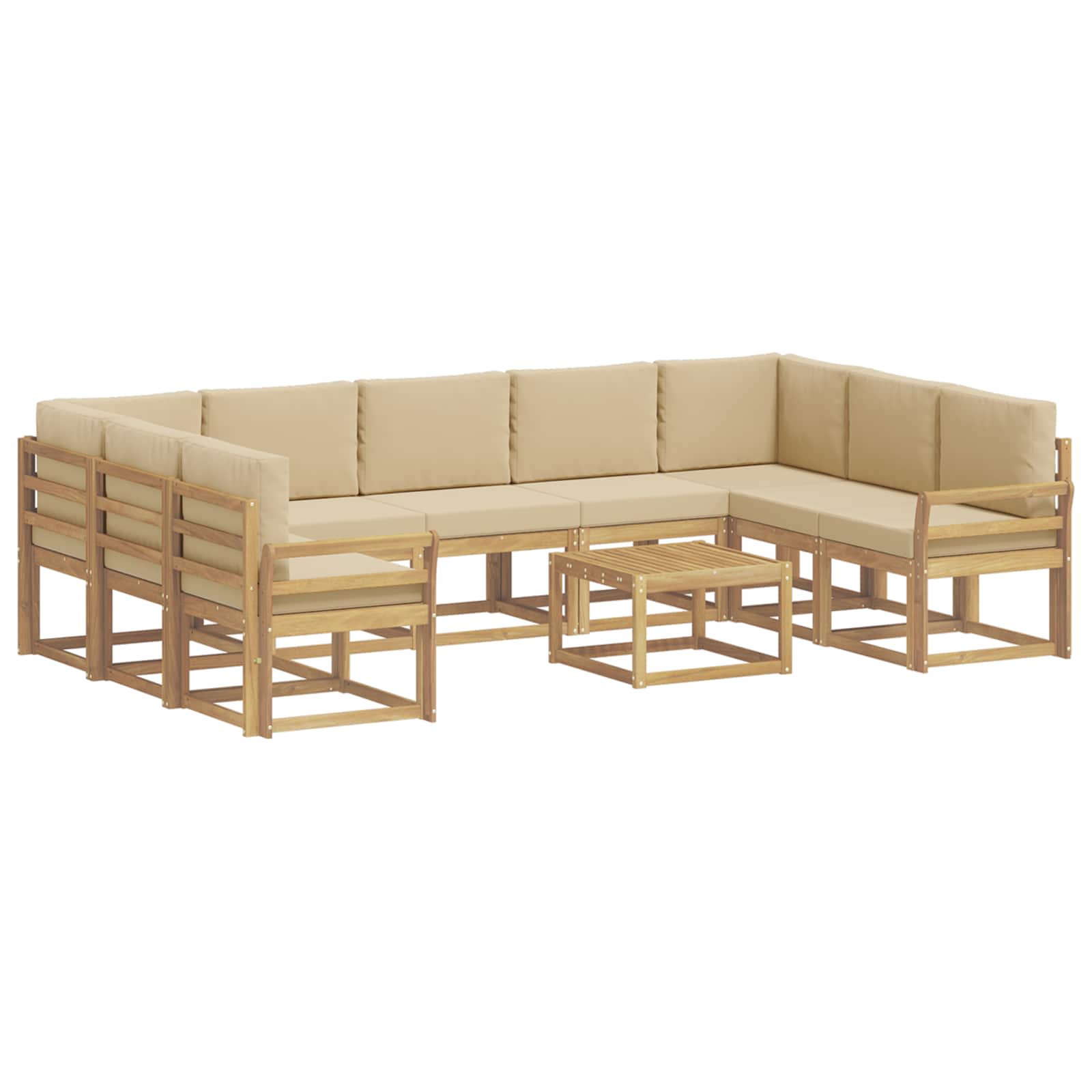 Set vanjskih sofa 10 kom. Bijela i bež Poliester