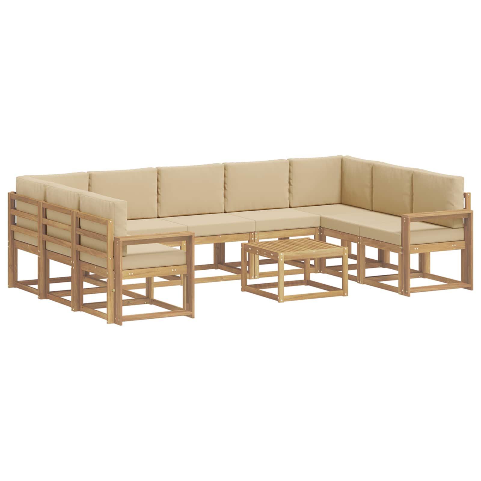 Set vanjskih sofa 10 kom. Bijela i bež Poliester