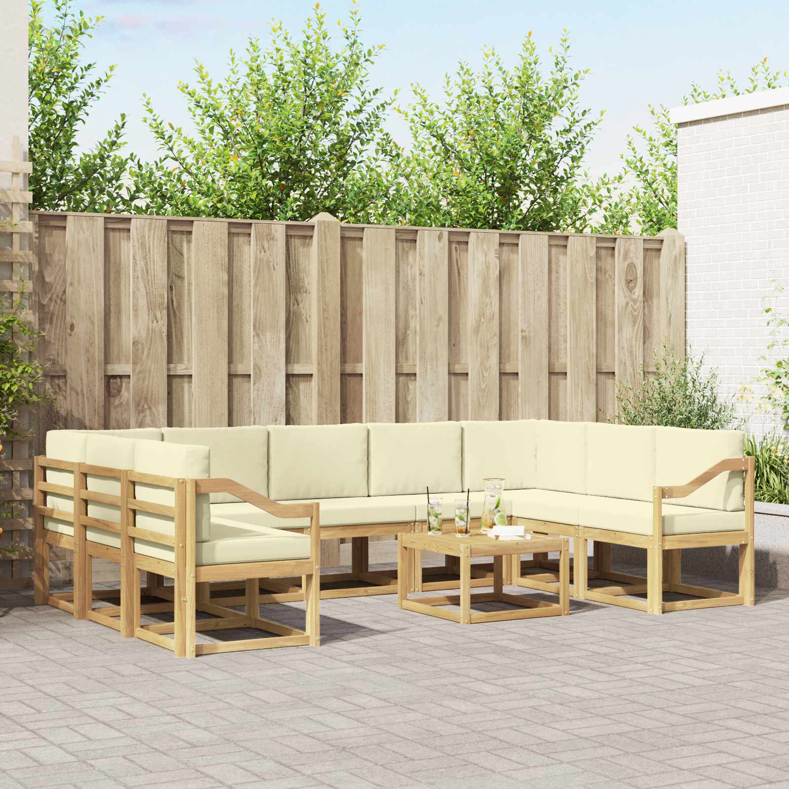 Set vanjskih sofa 10 kom. Bijela i krem Poliester