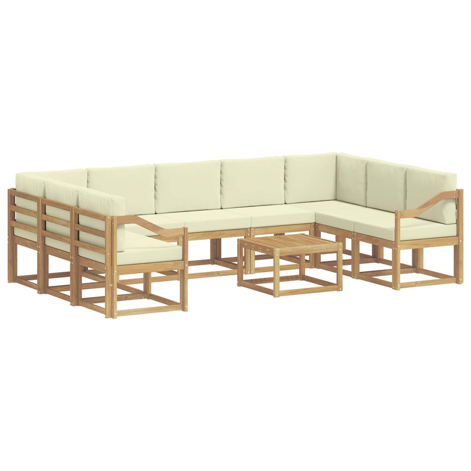 Set vanjskih sofa 10 kom. Bijela i krem Poliester