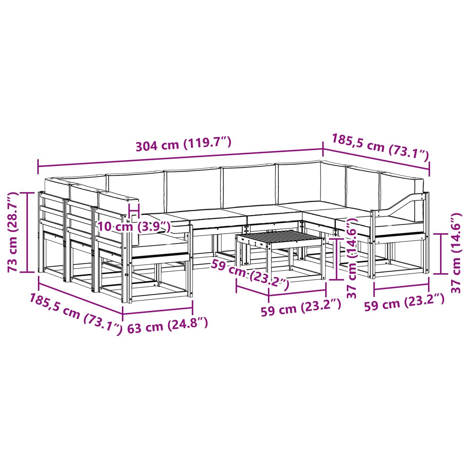 Set vanjskih sofa 10 kom. Bijela i krem Poliester