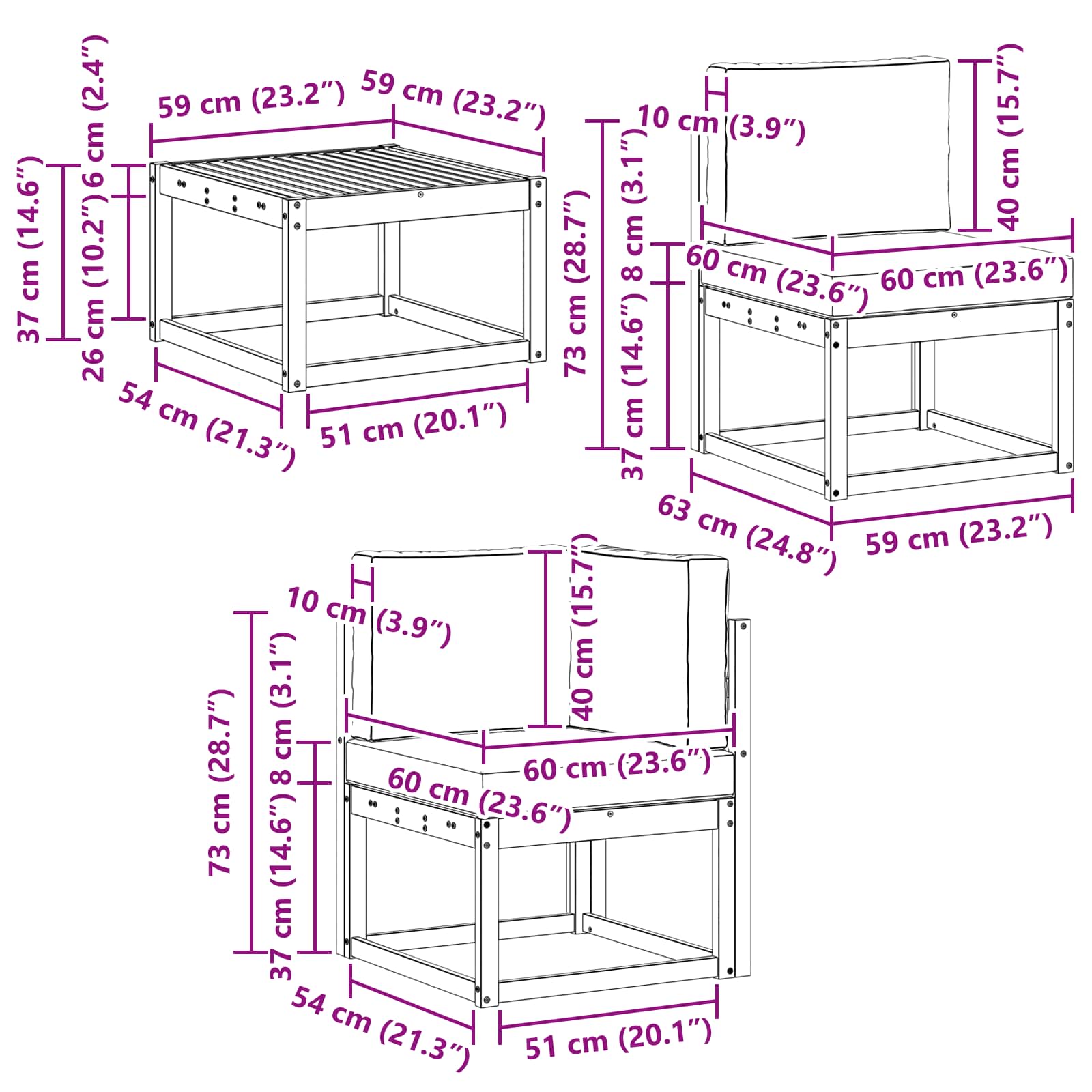 Set vanjskih sofa 10 kom. Bijela i krem Poliester