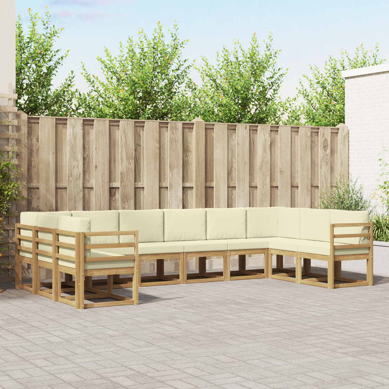 Set vanjskih sofa s jastukom 10 pcs Bijela i krem