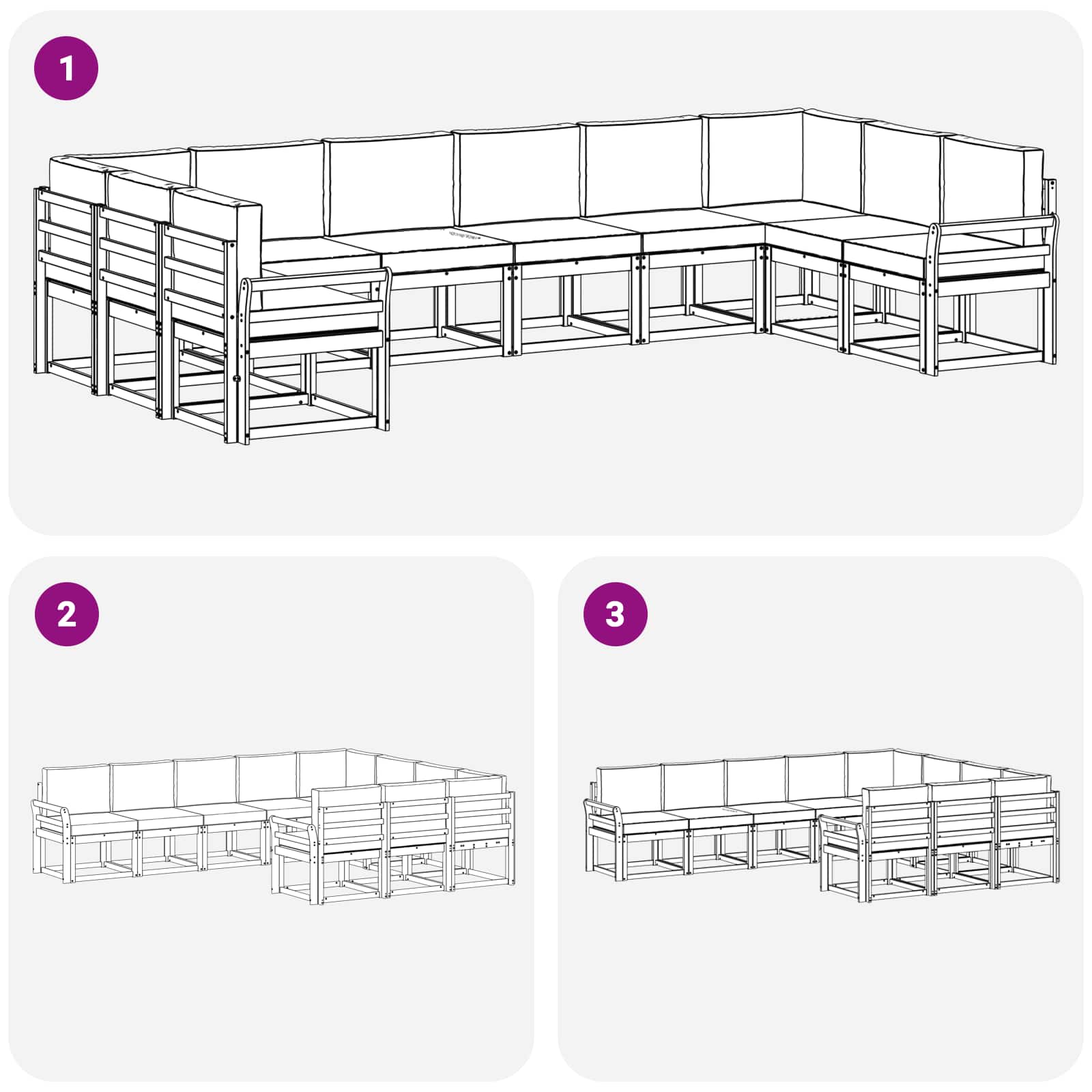 Set vanjskih sofa s jastukom 10 pcs Bijela i antracit