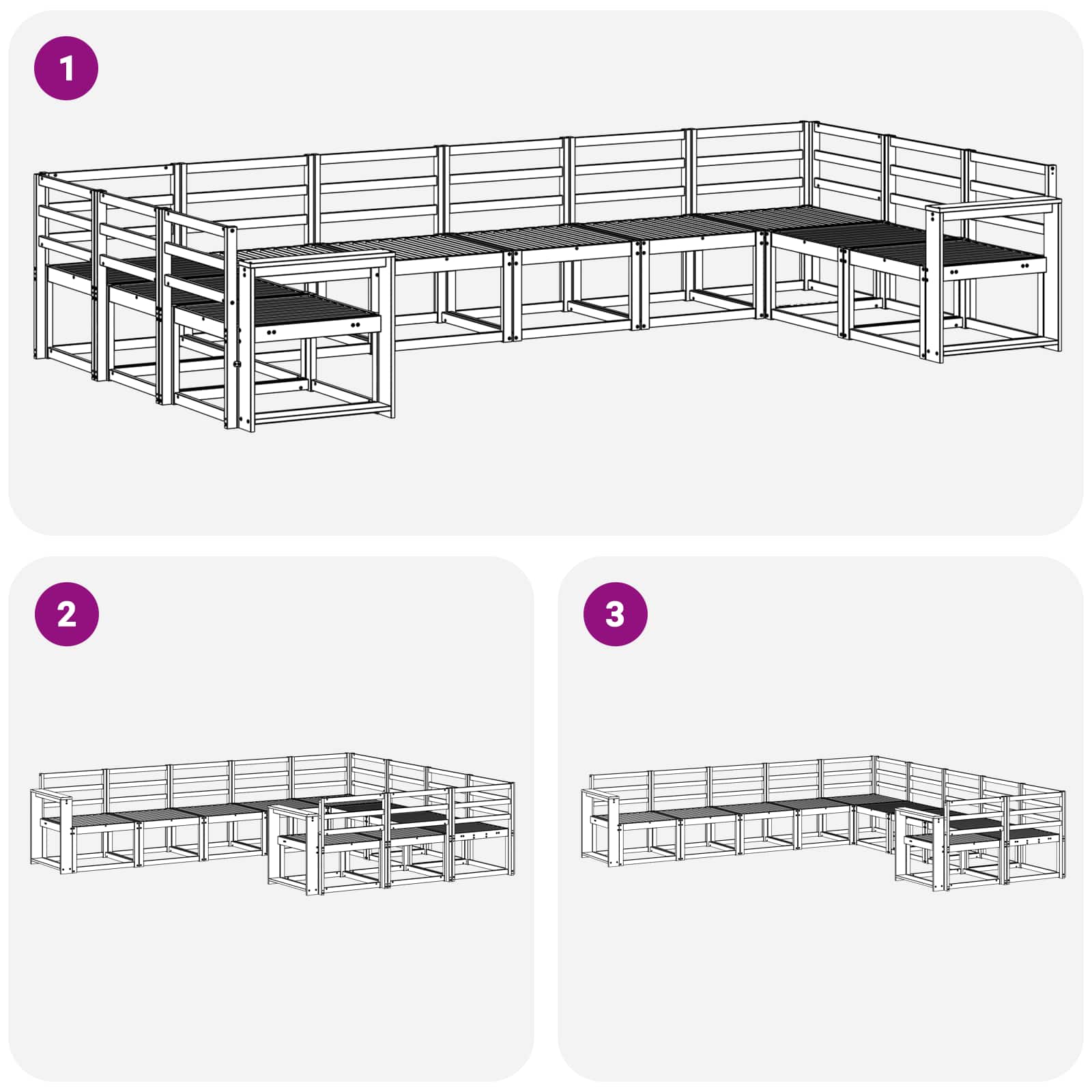 Set vanjskih sofa 10 pcs Bijela Čvrsto drvo akacije