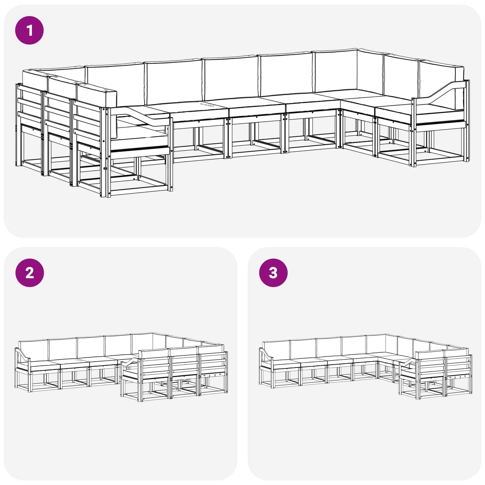 Set vanjskih sofa s jastukom 10 pcs Bijela i antracit