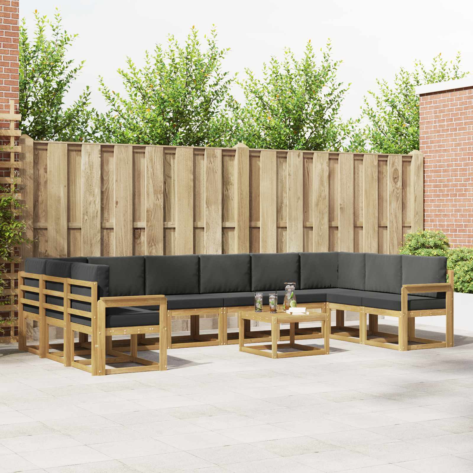 Set vanjskih sofa s jastukom 11 pcs Bijela i antracit