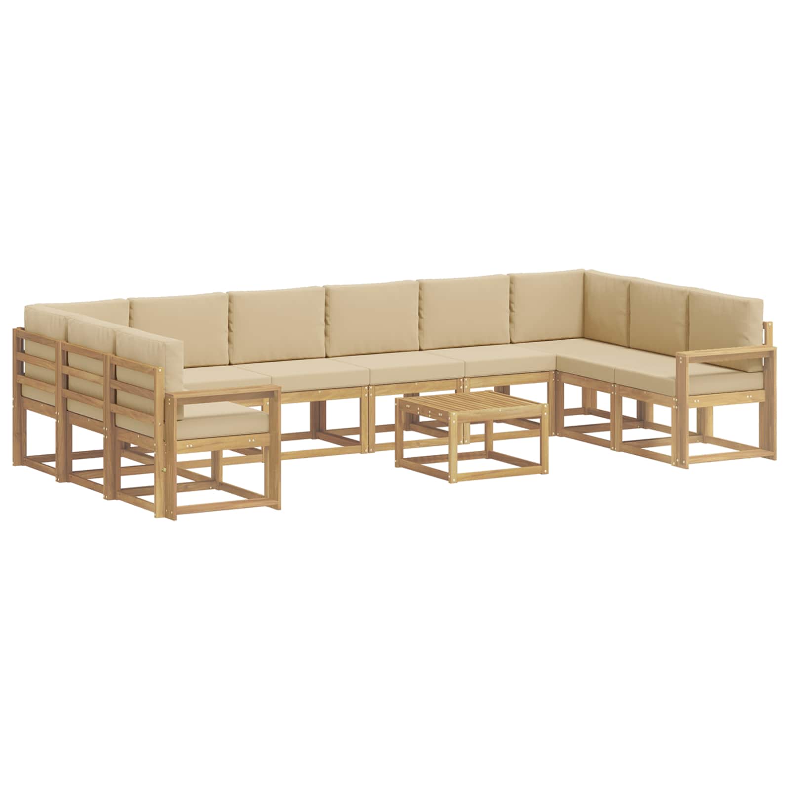 Set vanjskih sofa s jastukom 11 pcs Bijela i bež